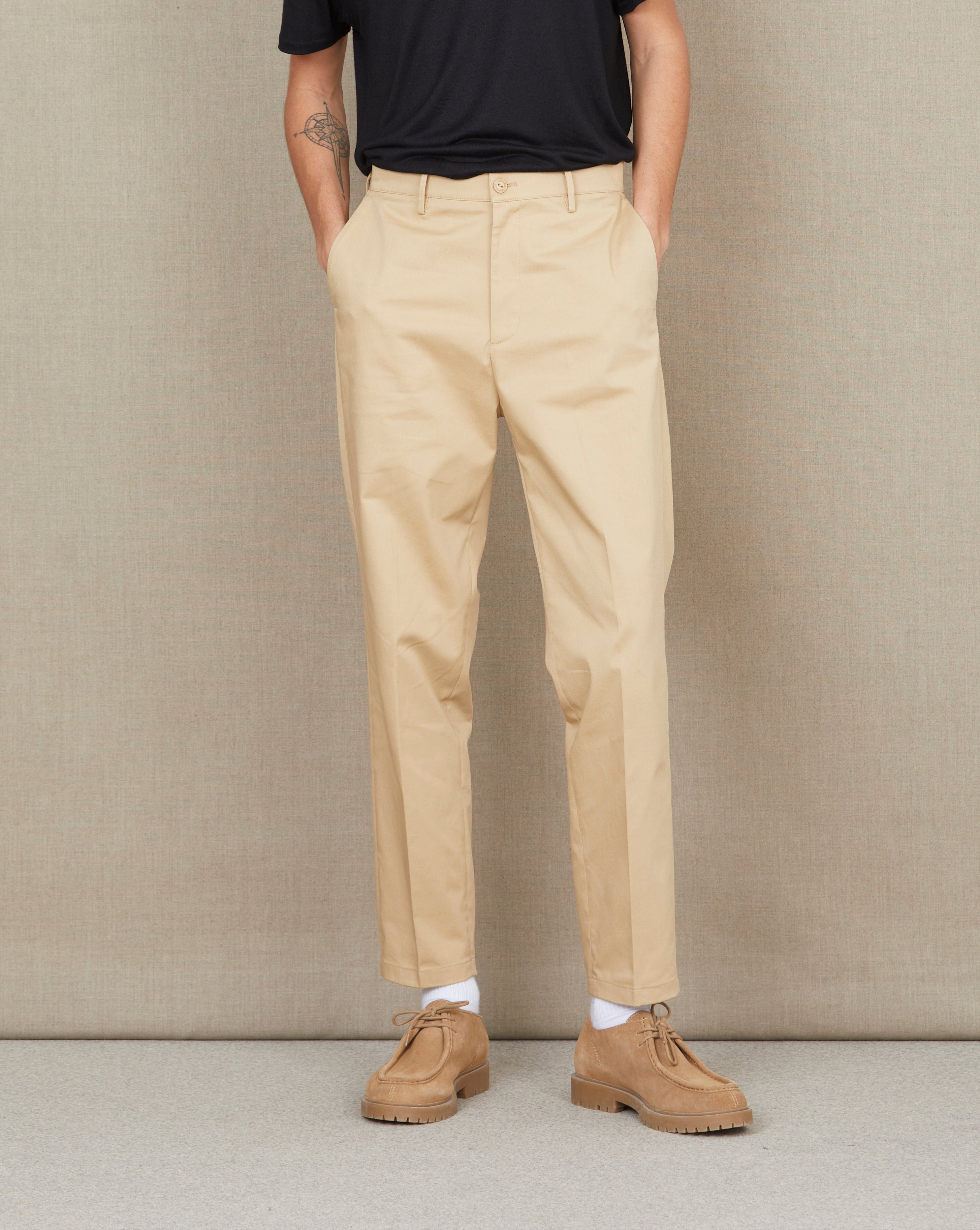BEIGE PLEAT PANTS