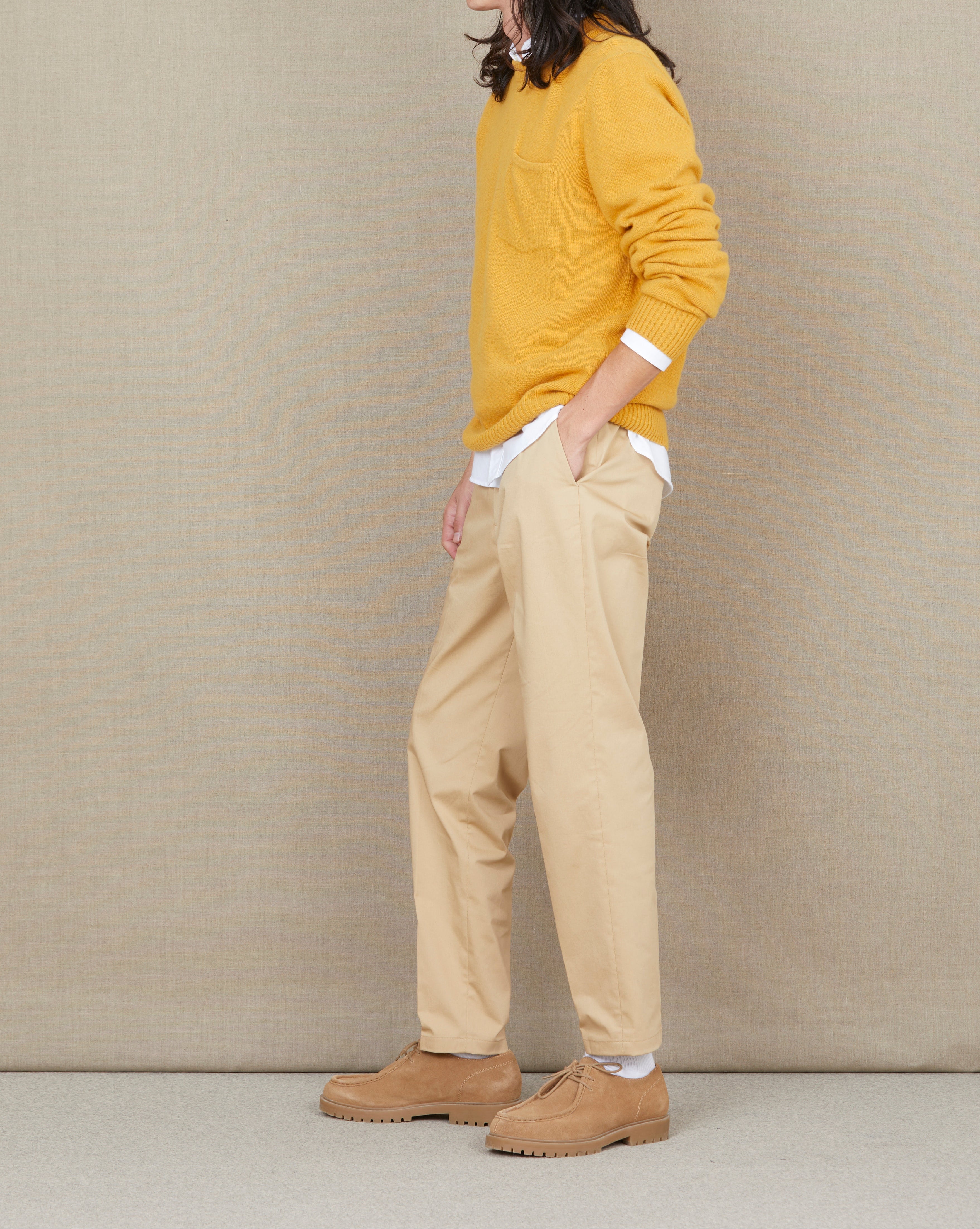 PULL POCKET WOOL MARRON