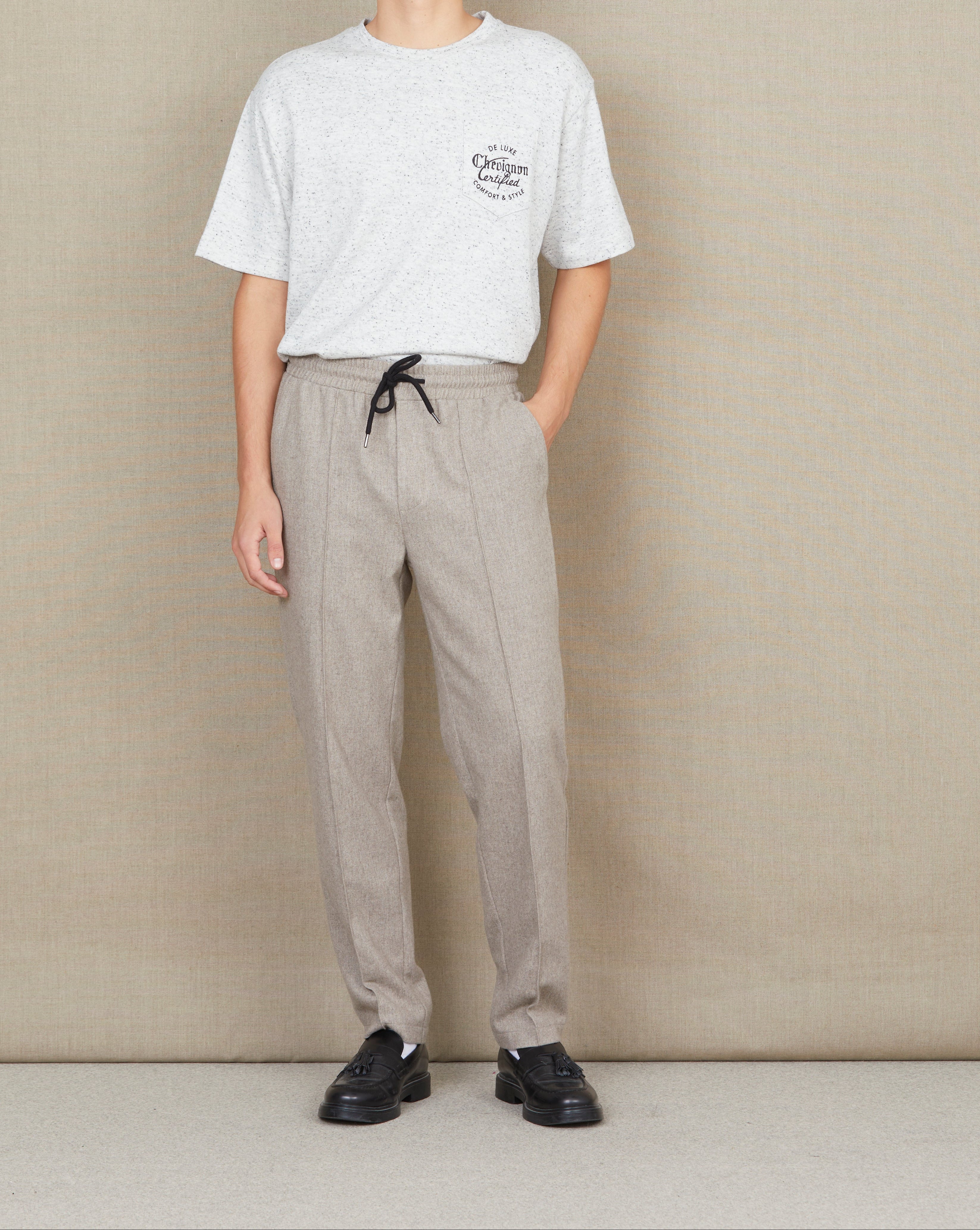 BESTICKTES T-SHIRT ZERTIFIZIERTES T-STÜCK NEPS GRAU