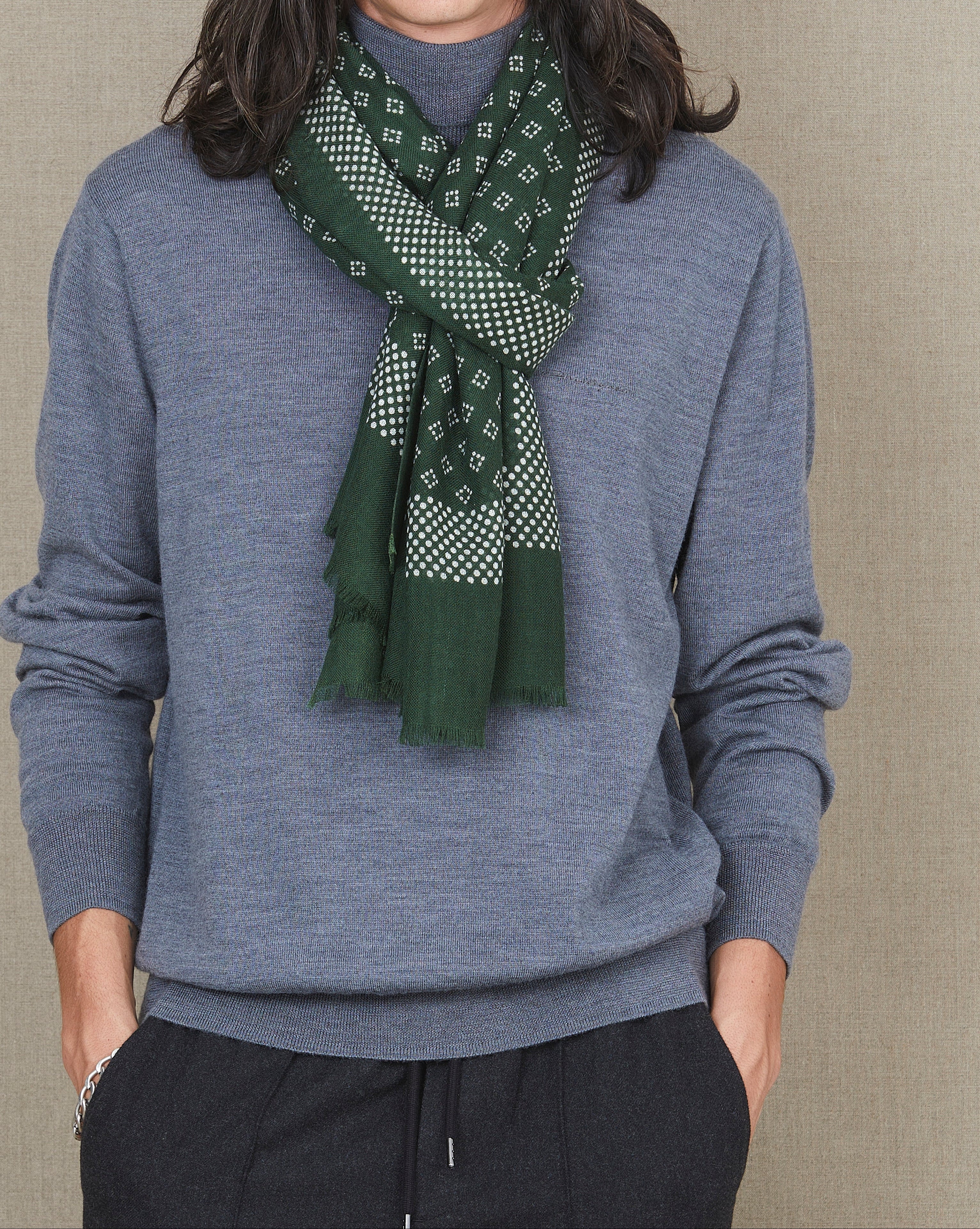 BOMBAY-SCHAL KHAKI-WOLLSCHAL