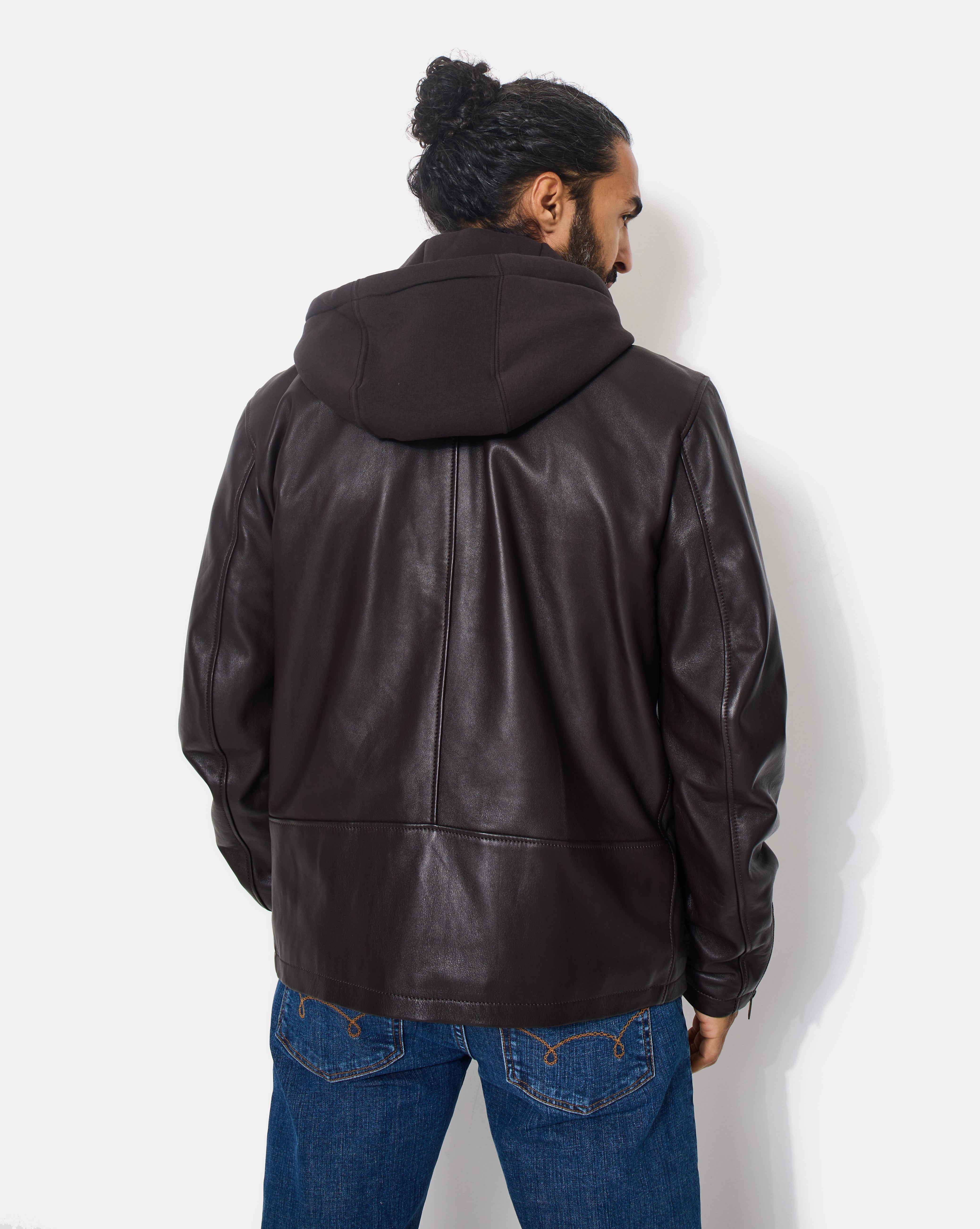 BLOUSON EN CUIR WHEEL MARRON