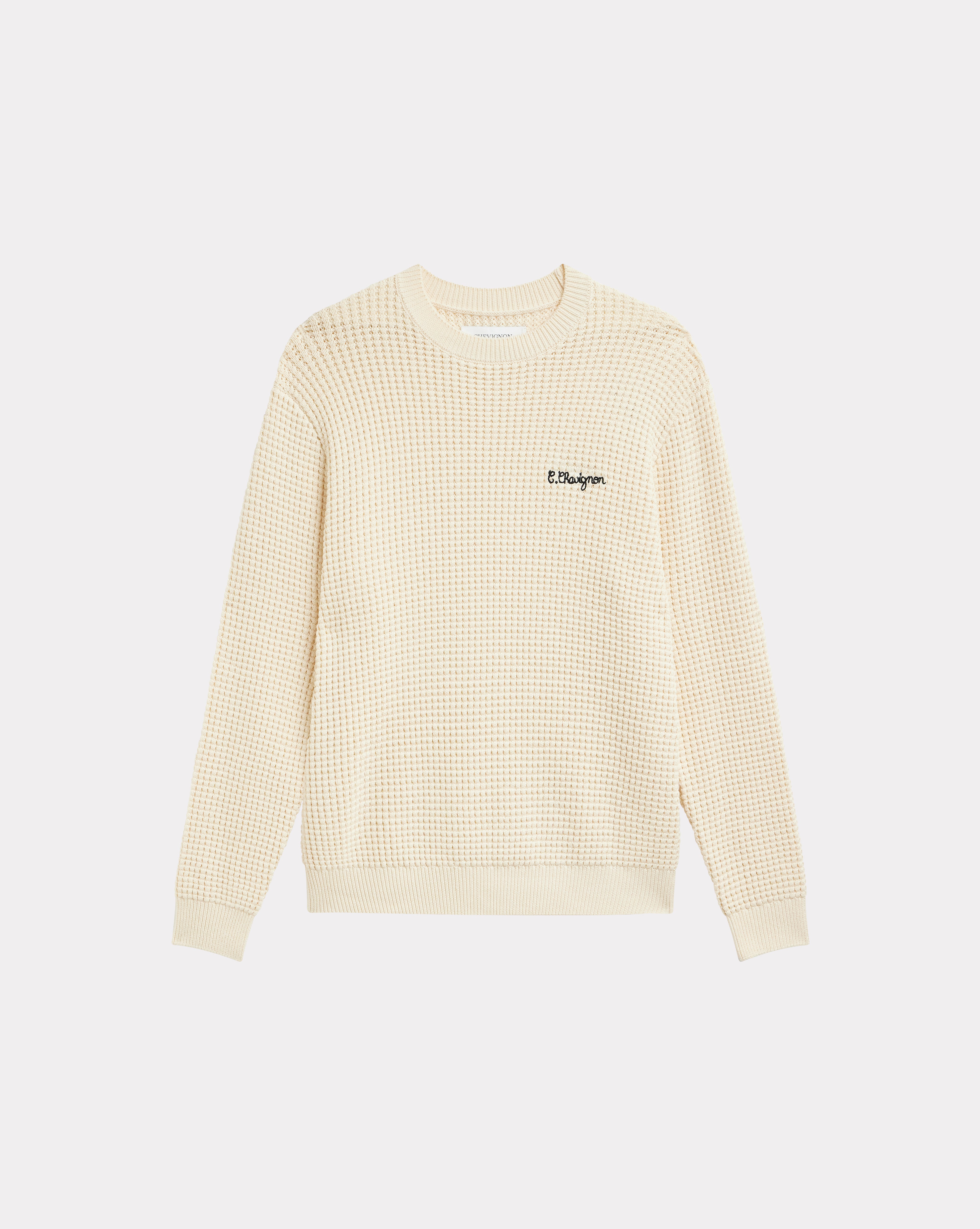 PULL PALM EN COTON ÉCRU