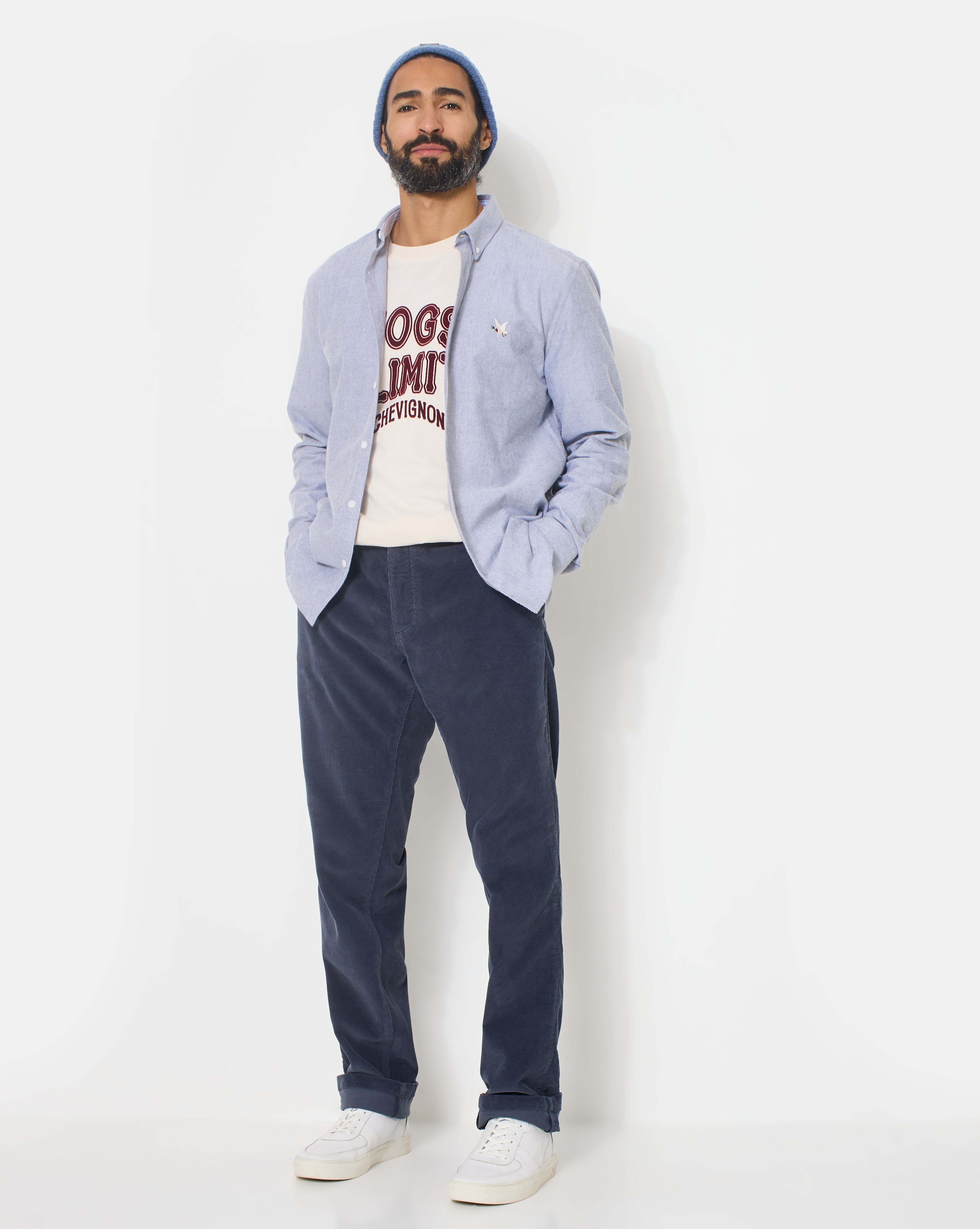 CHINO VELOURS BLEU MARINE