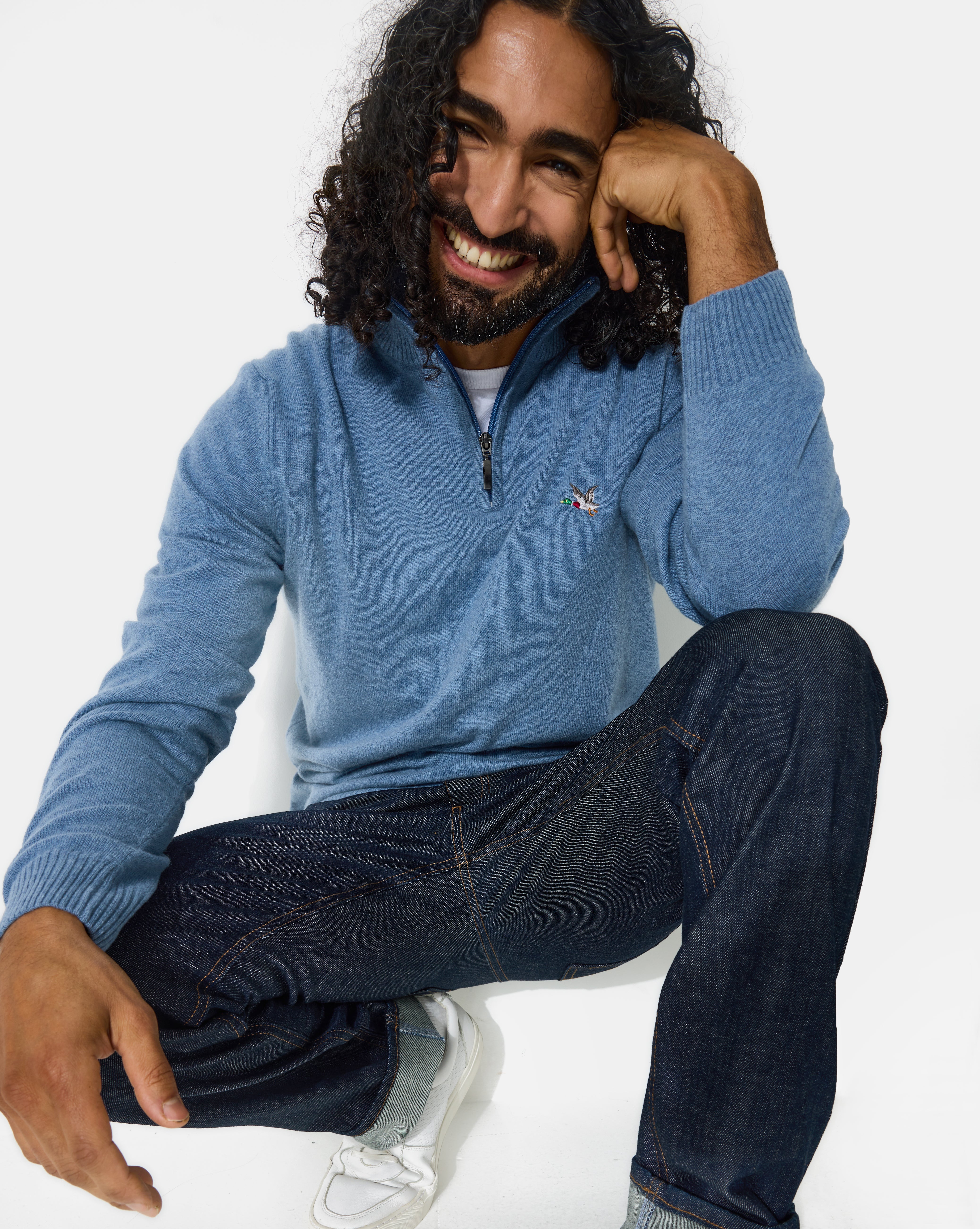 PULL EN LAINE WOOL TRUCKER BLEU