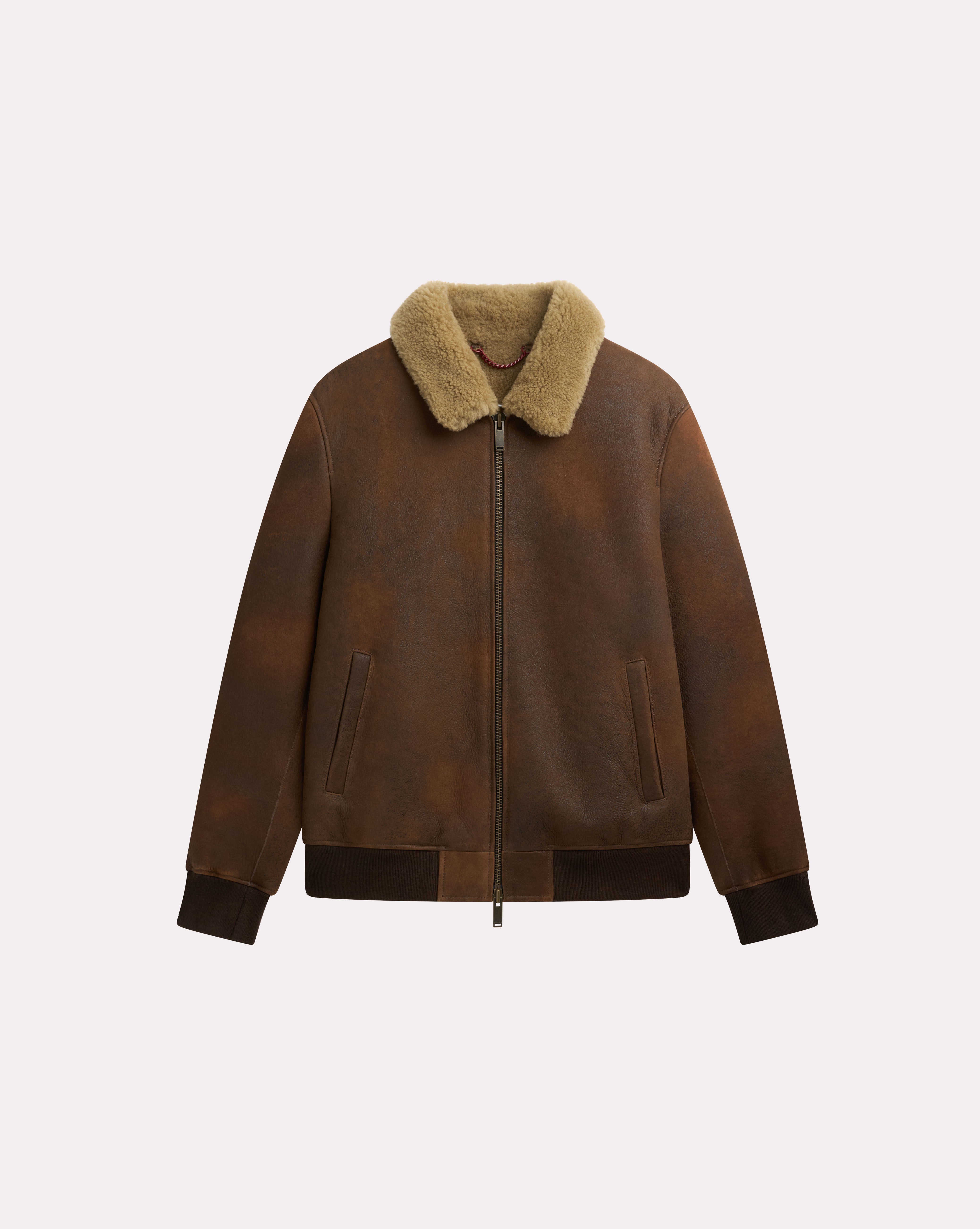 BLOUSON EN CUIR PILOT SHEEP MARRON