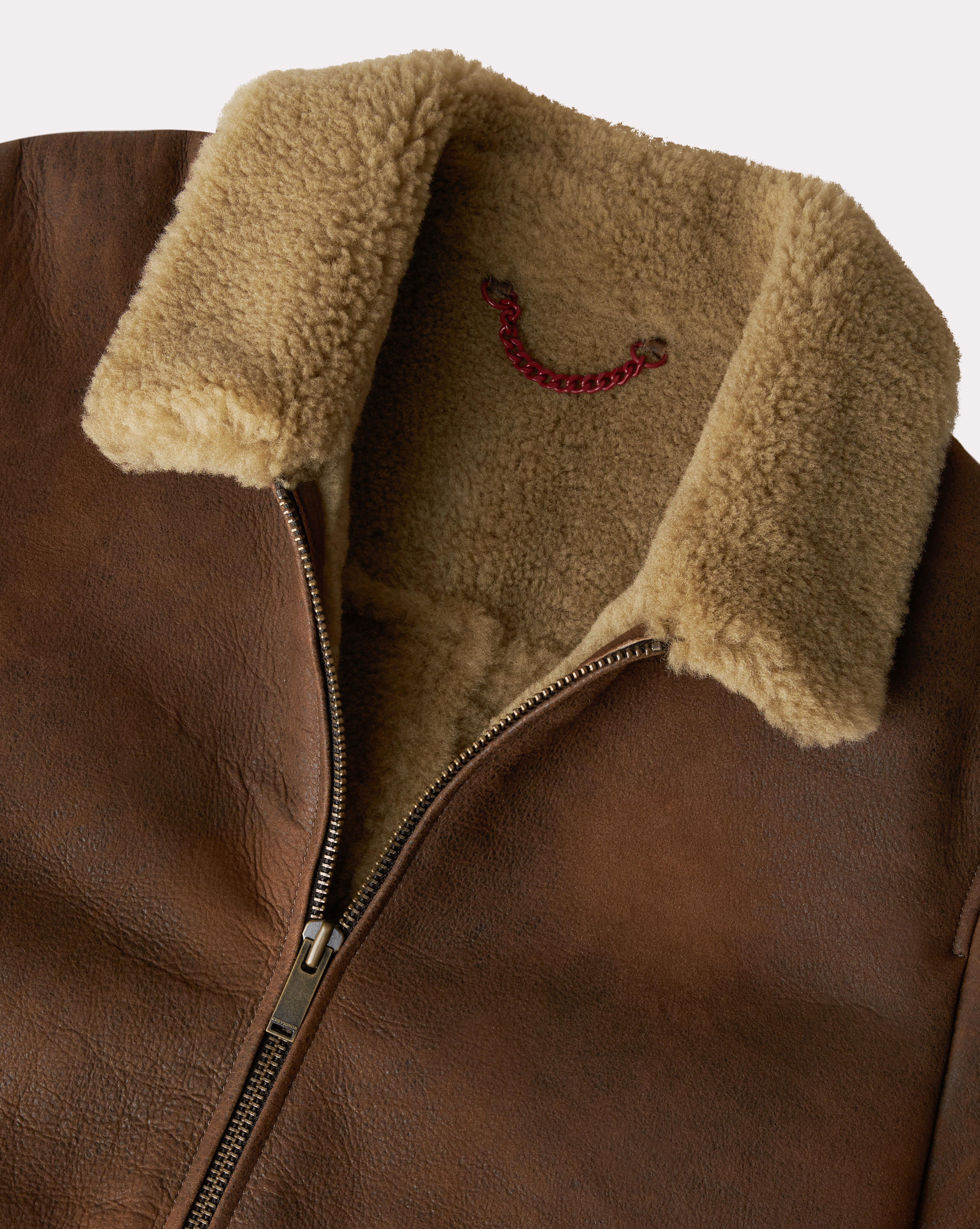 BLOUSON EN CUIR PILOT SHEEP MARRON