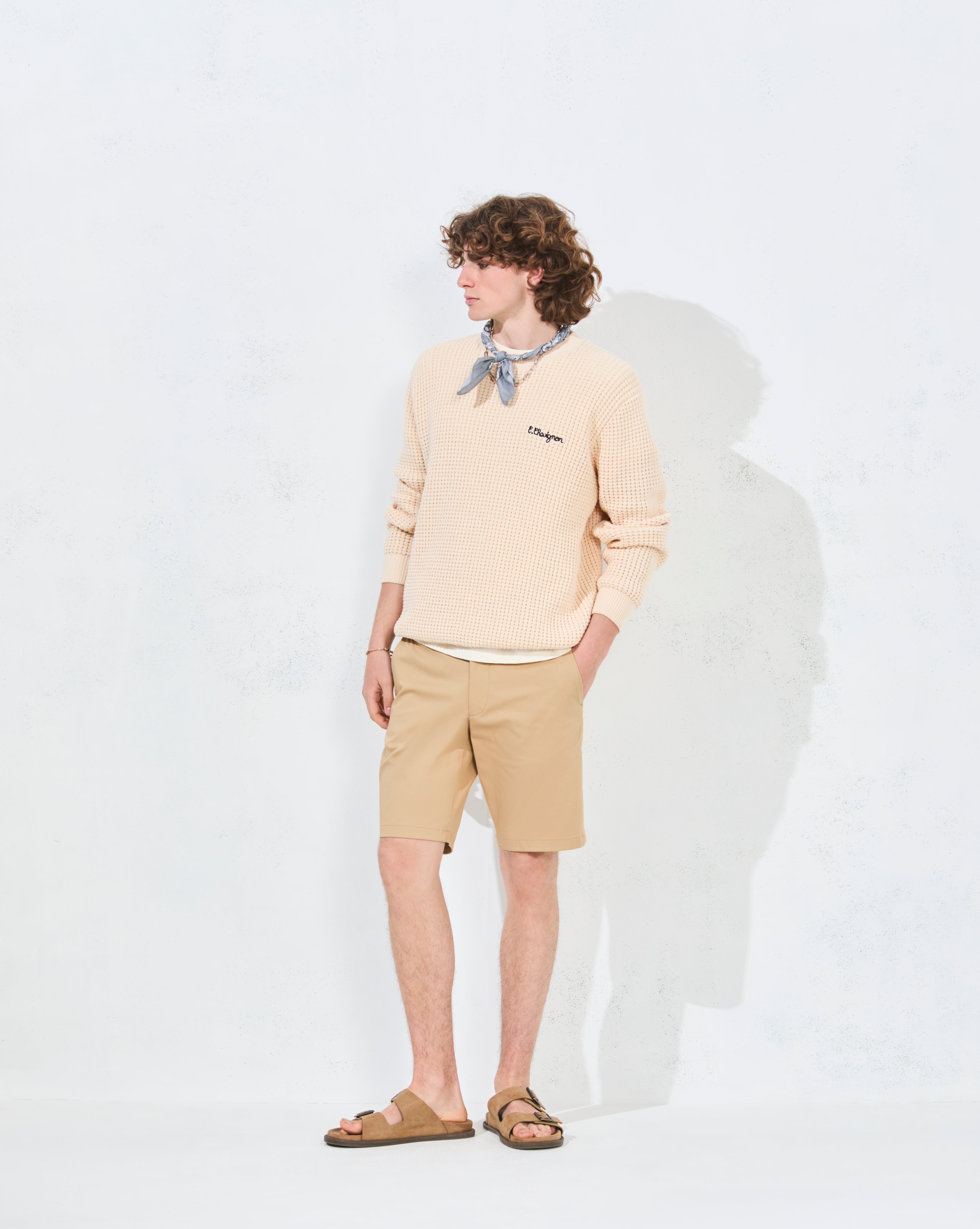 PULL PALM EN COTON ÉCRU