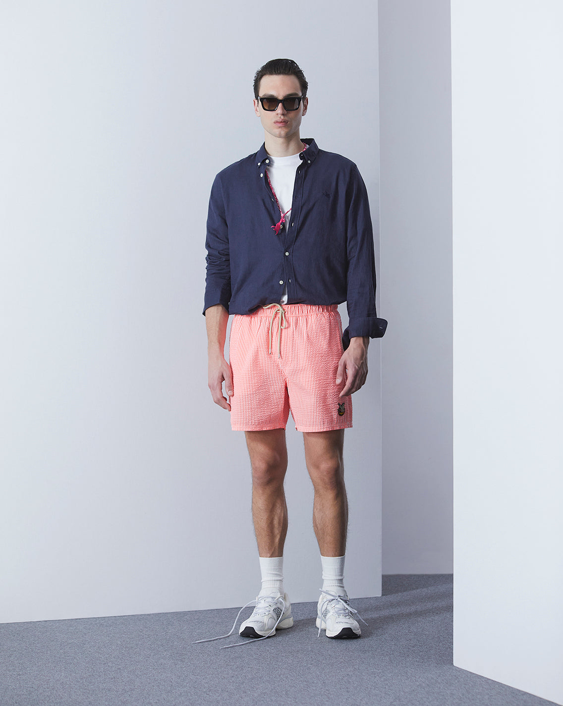 ROSA BADEANZUG MIT ENTEN-STREIFEN