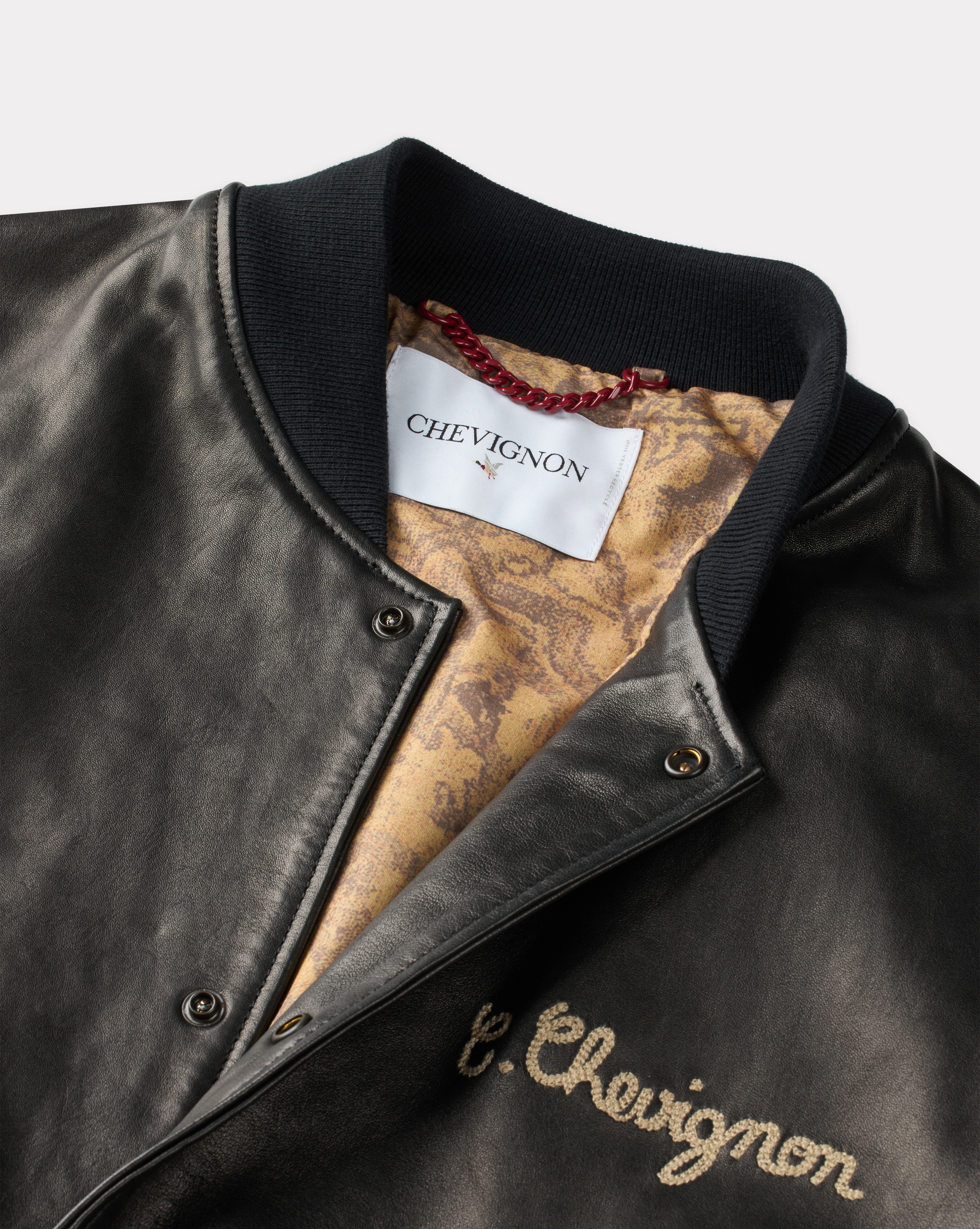 BLOUSON CUIR TEDDY 90 NOIR