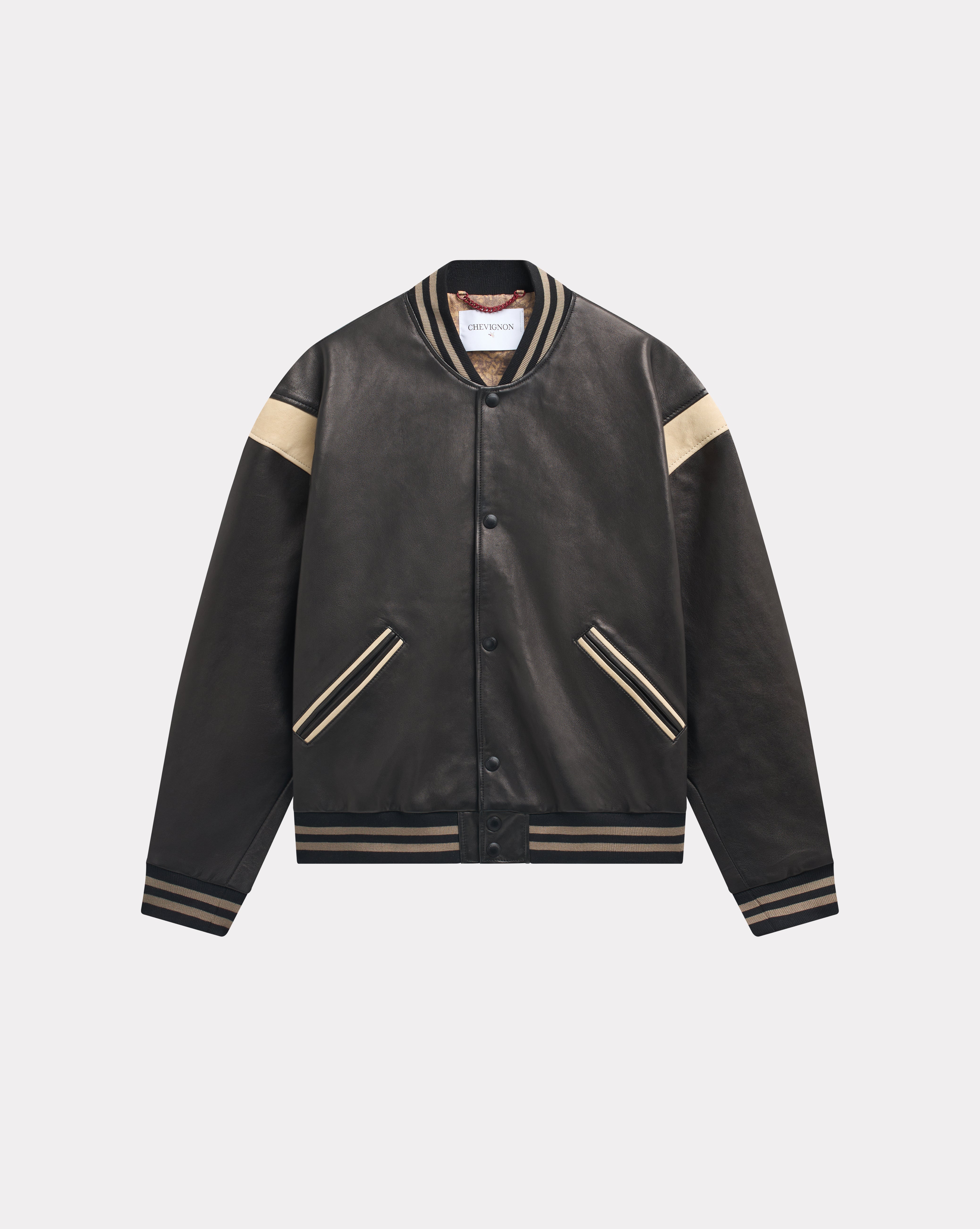 Baseball Cap Blouson Gareth Chevignon TEDDY VARSITY EN CUIR NOIR