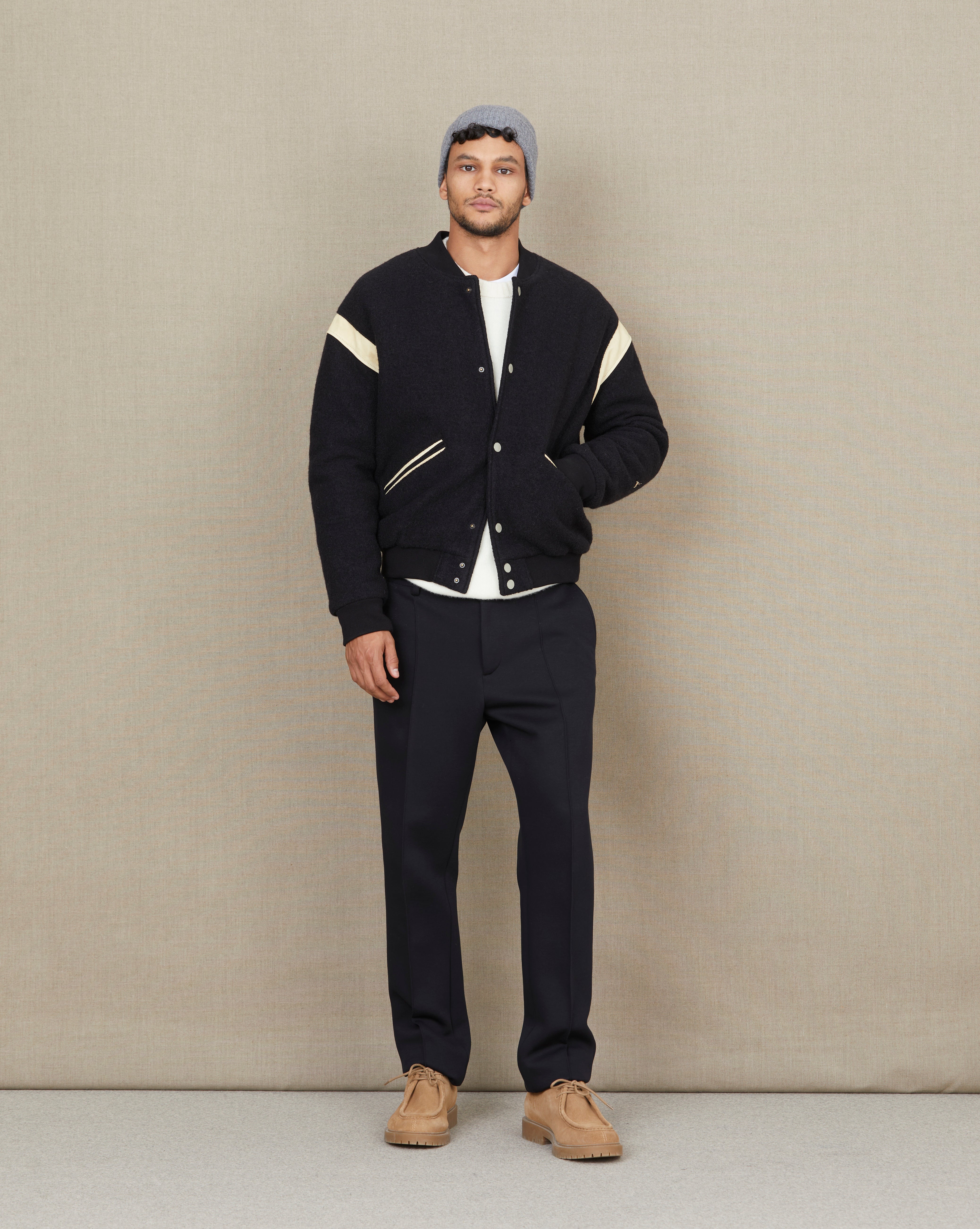 BLOUSON VARSITY WOOL NOIR