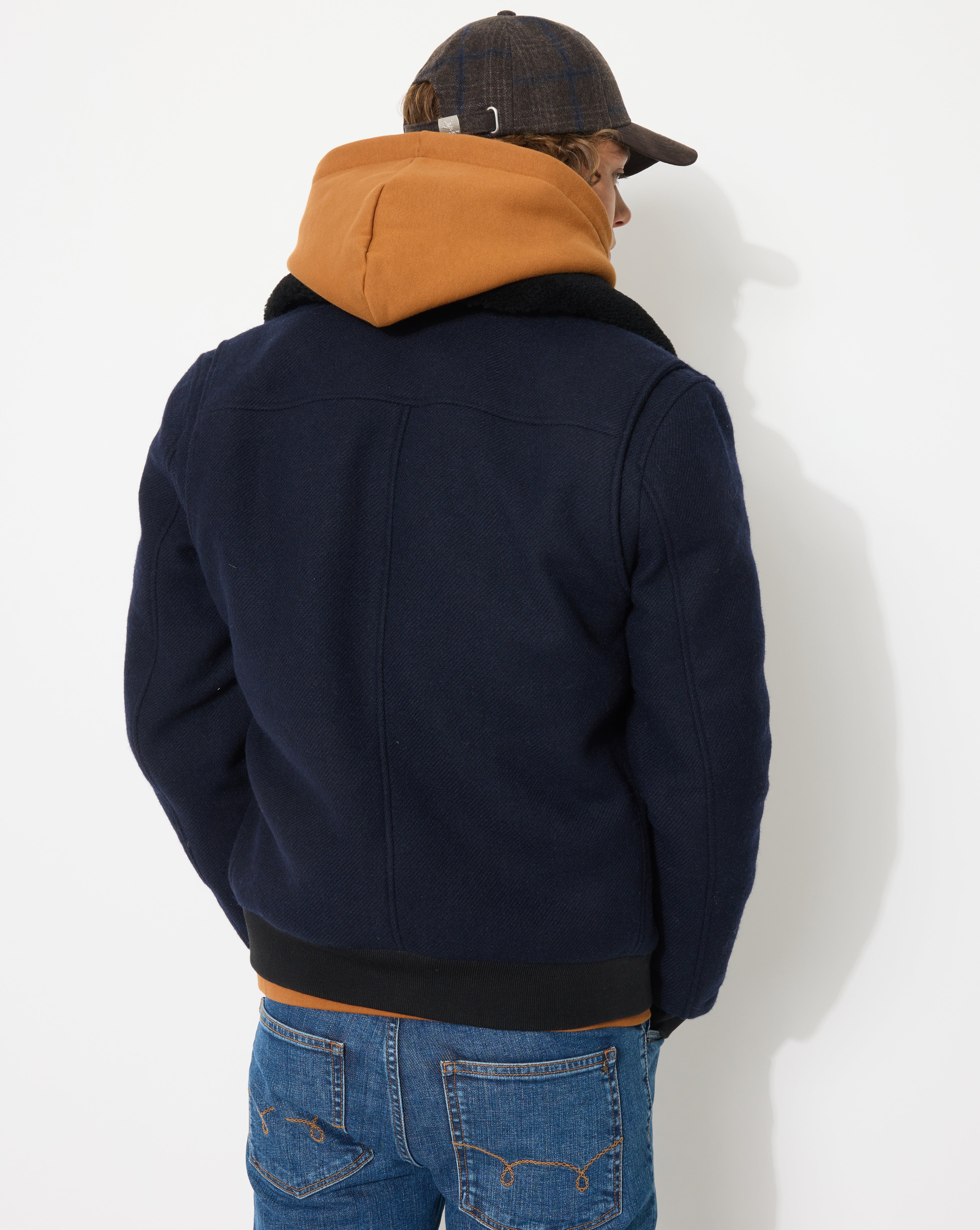 NAVY BLUE WOOL PILOT JACKET