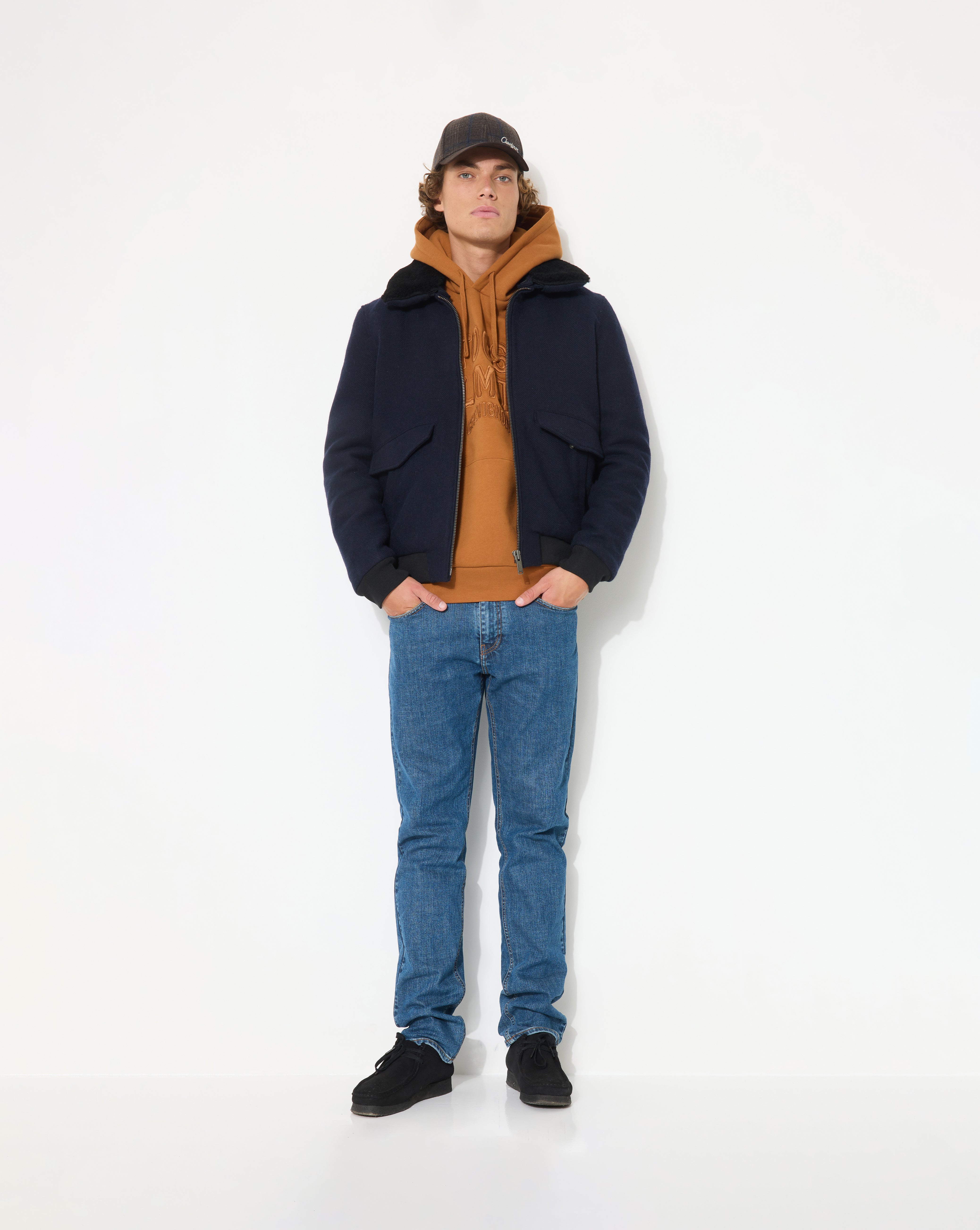 MARINEBLAUE PILOTJACKE AUS WOLLE