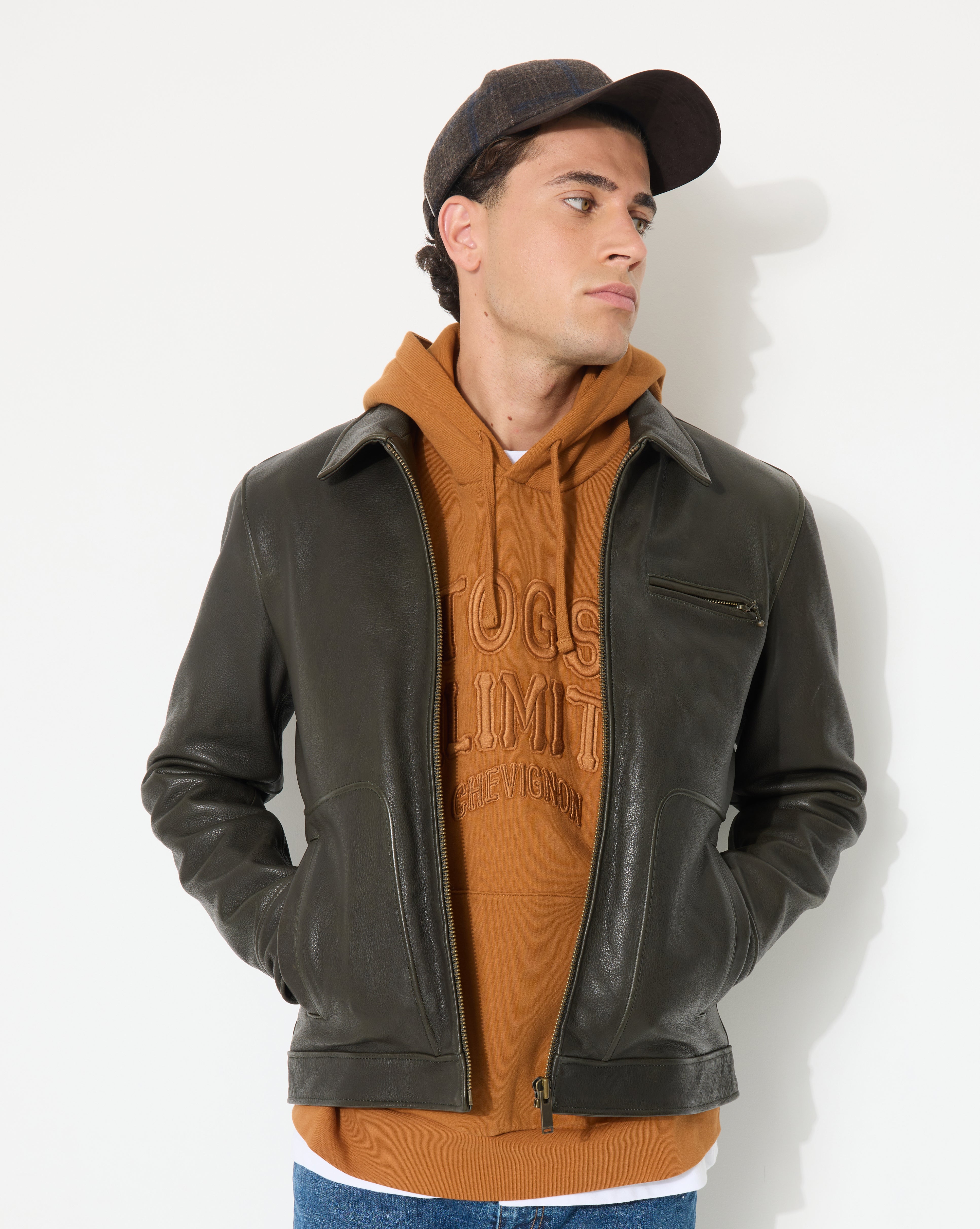 GRÜNE MOTORRAD-LEDERJACKE