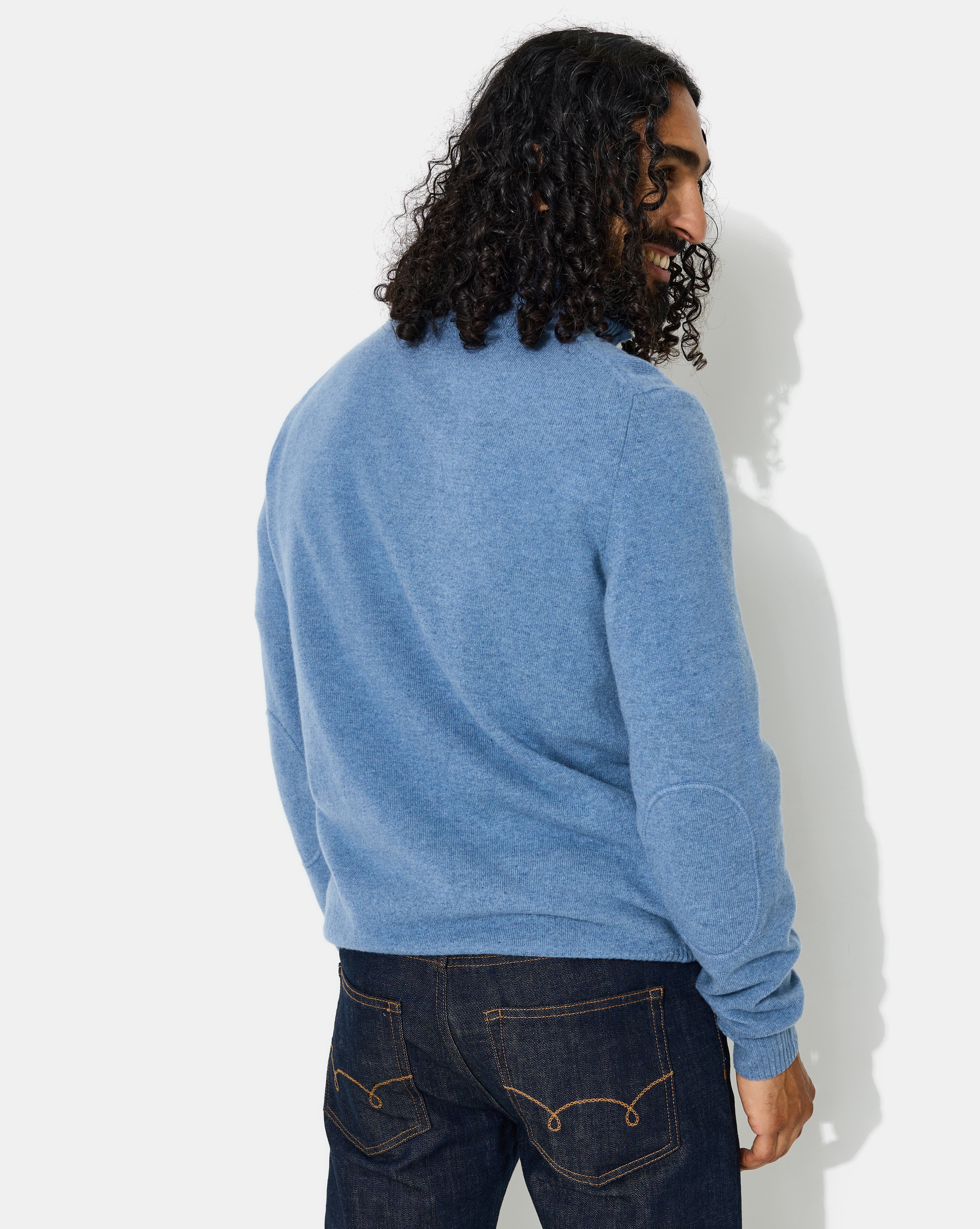 PULL EN LAINE WOOL TRUCKER BLEU