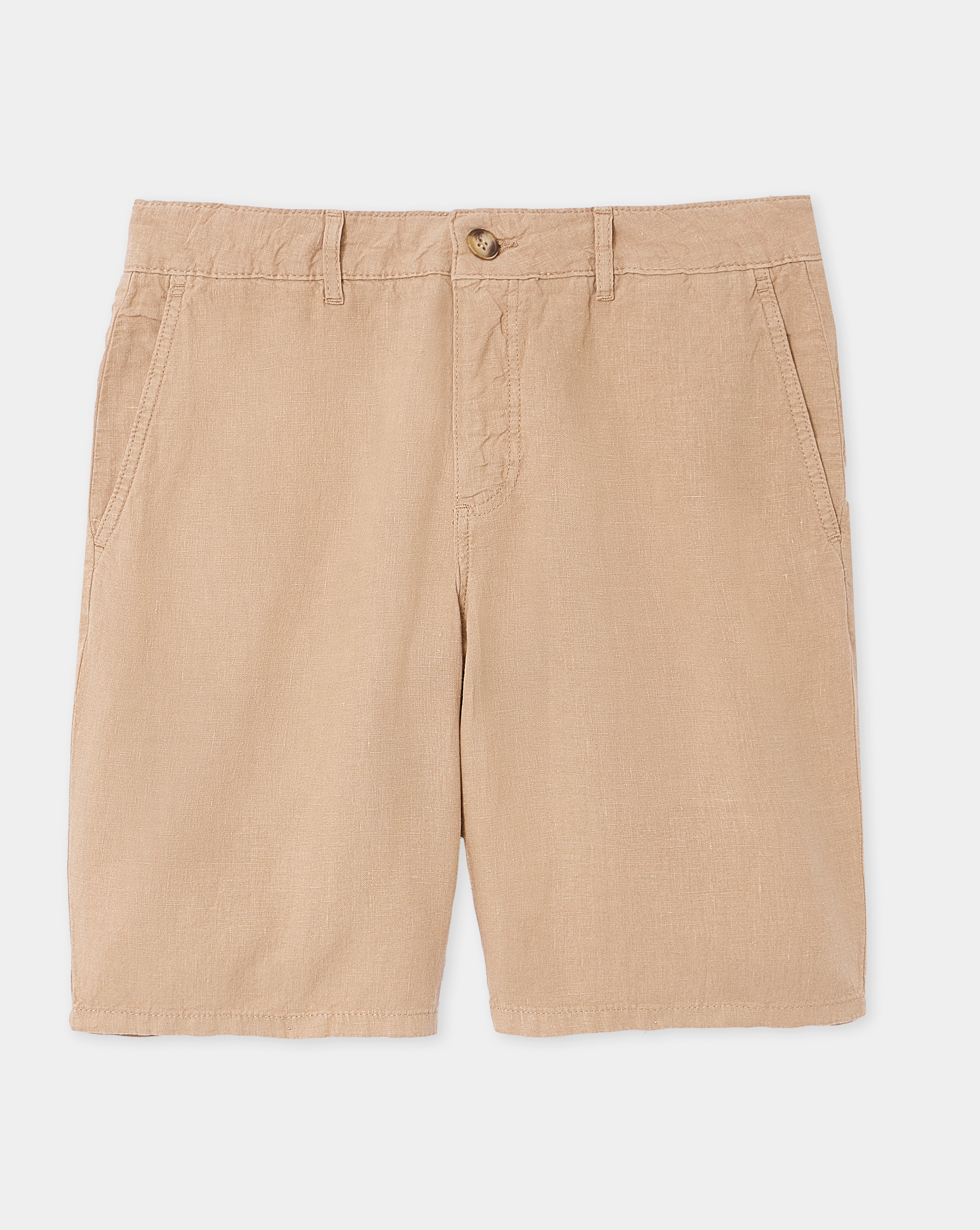 BEIGE LINEN SHORTS