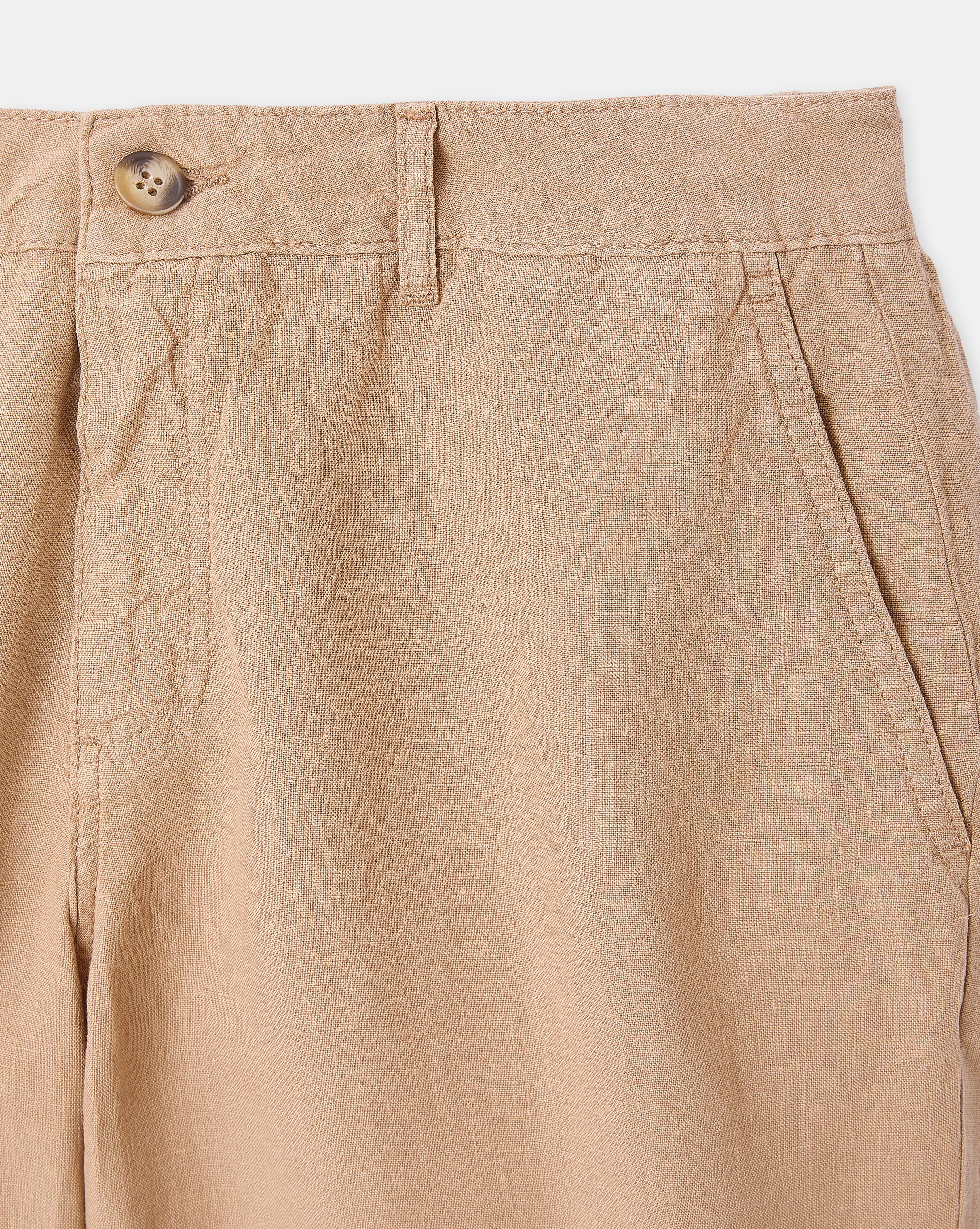 BEIGE LINEN SHORTS