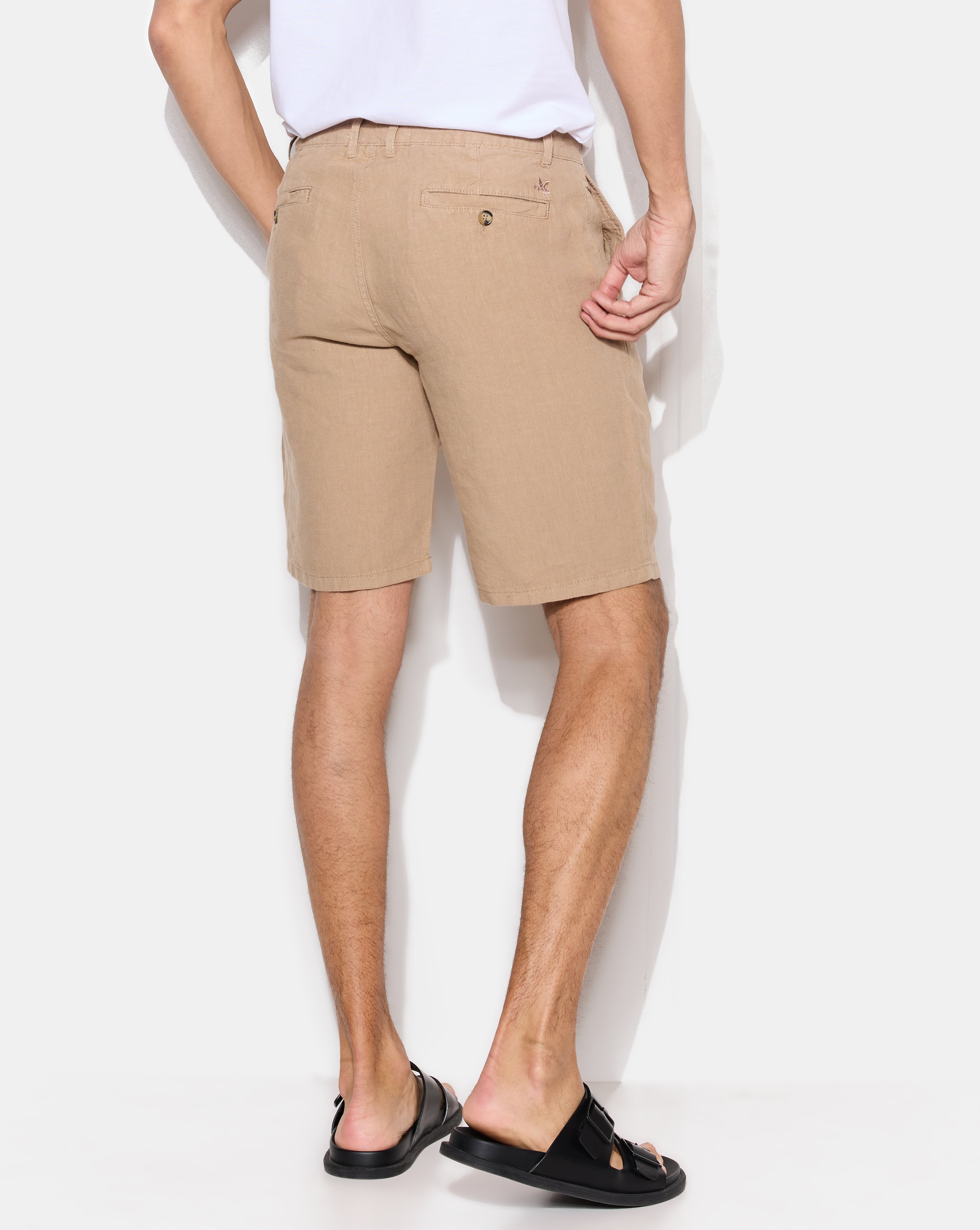 BEIGE LINEN SHORTS