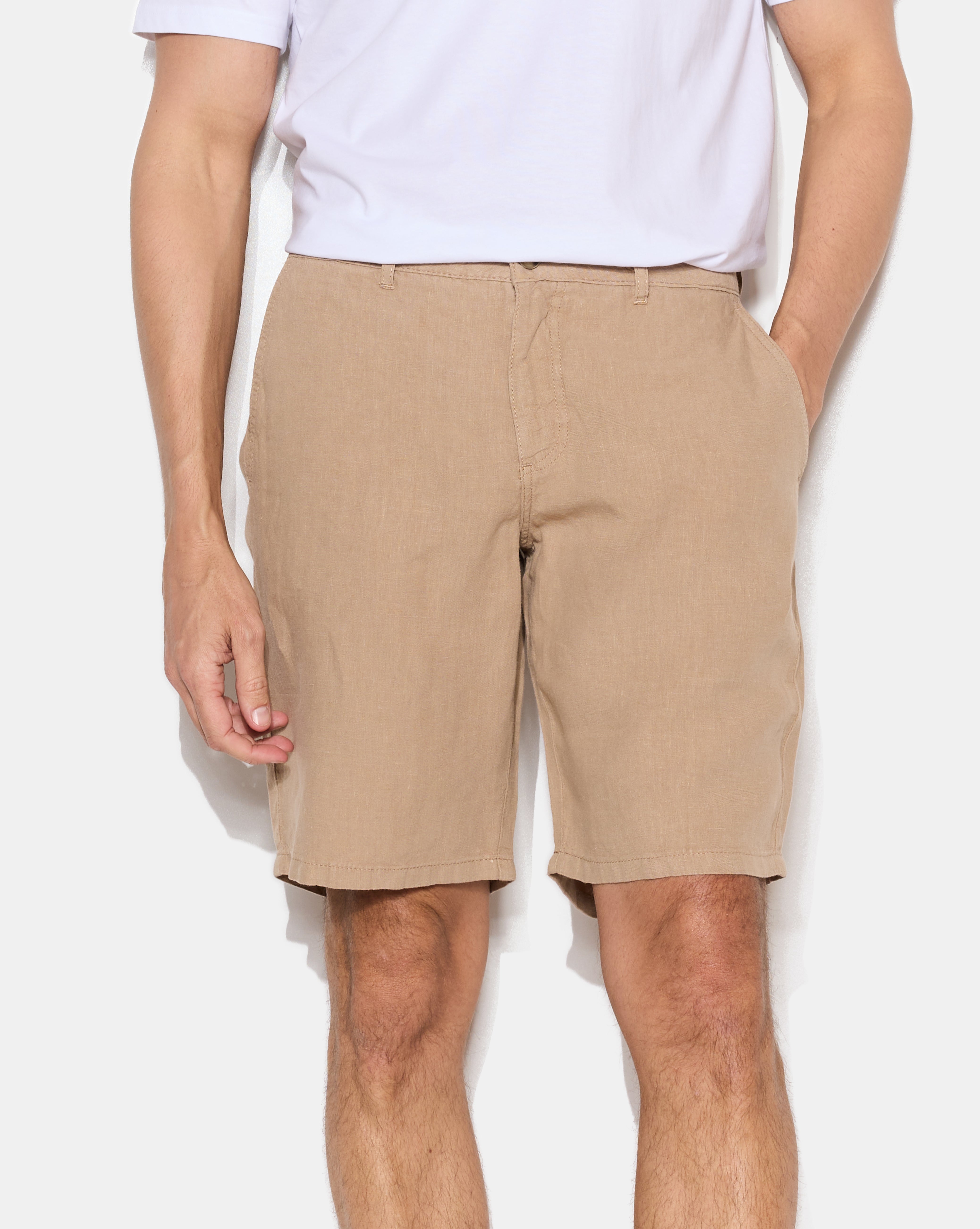 BEIGE LINEN SHORTS