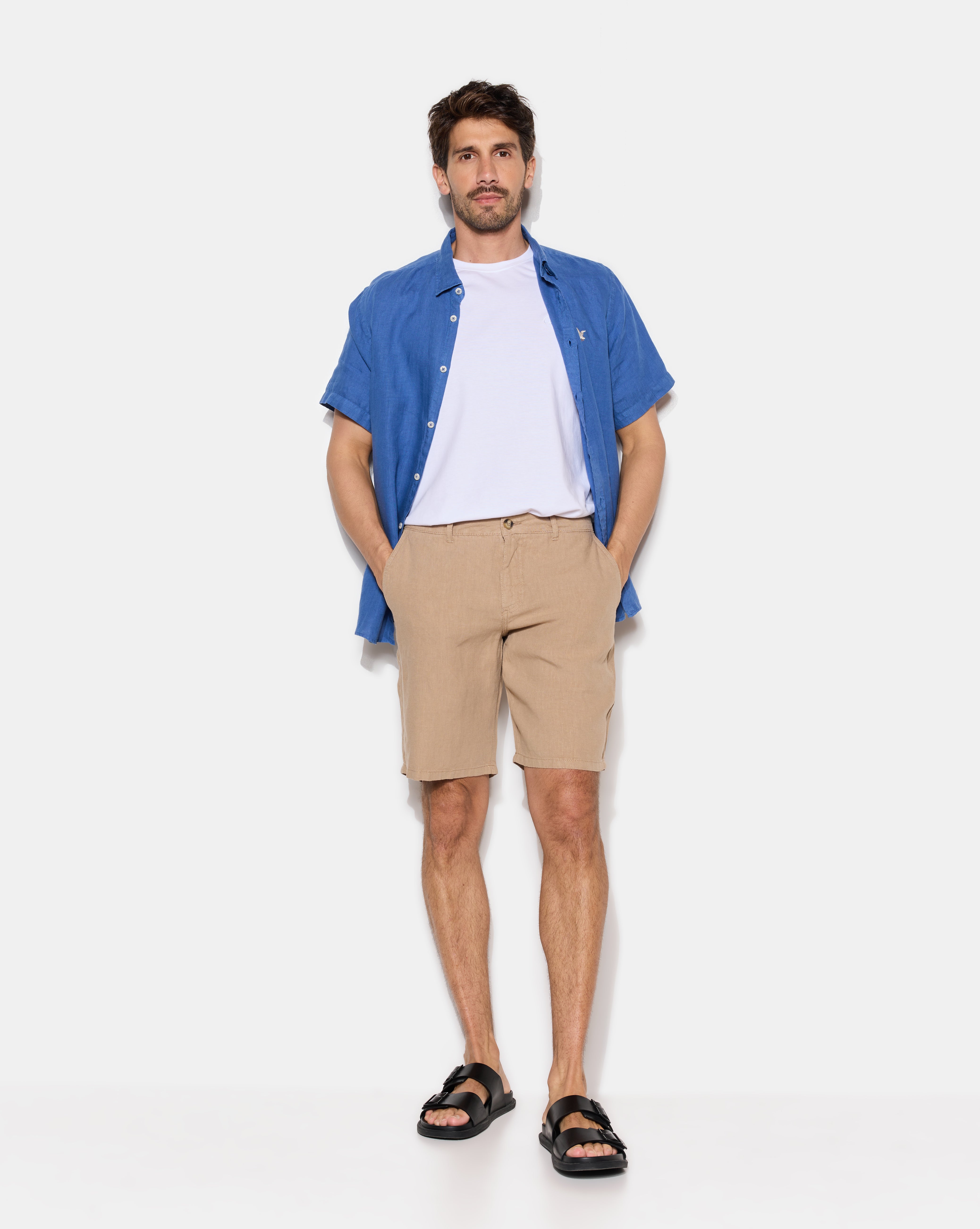 BEIGE LINEN SHORTS