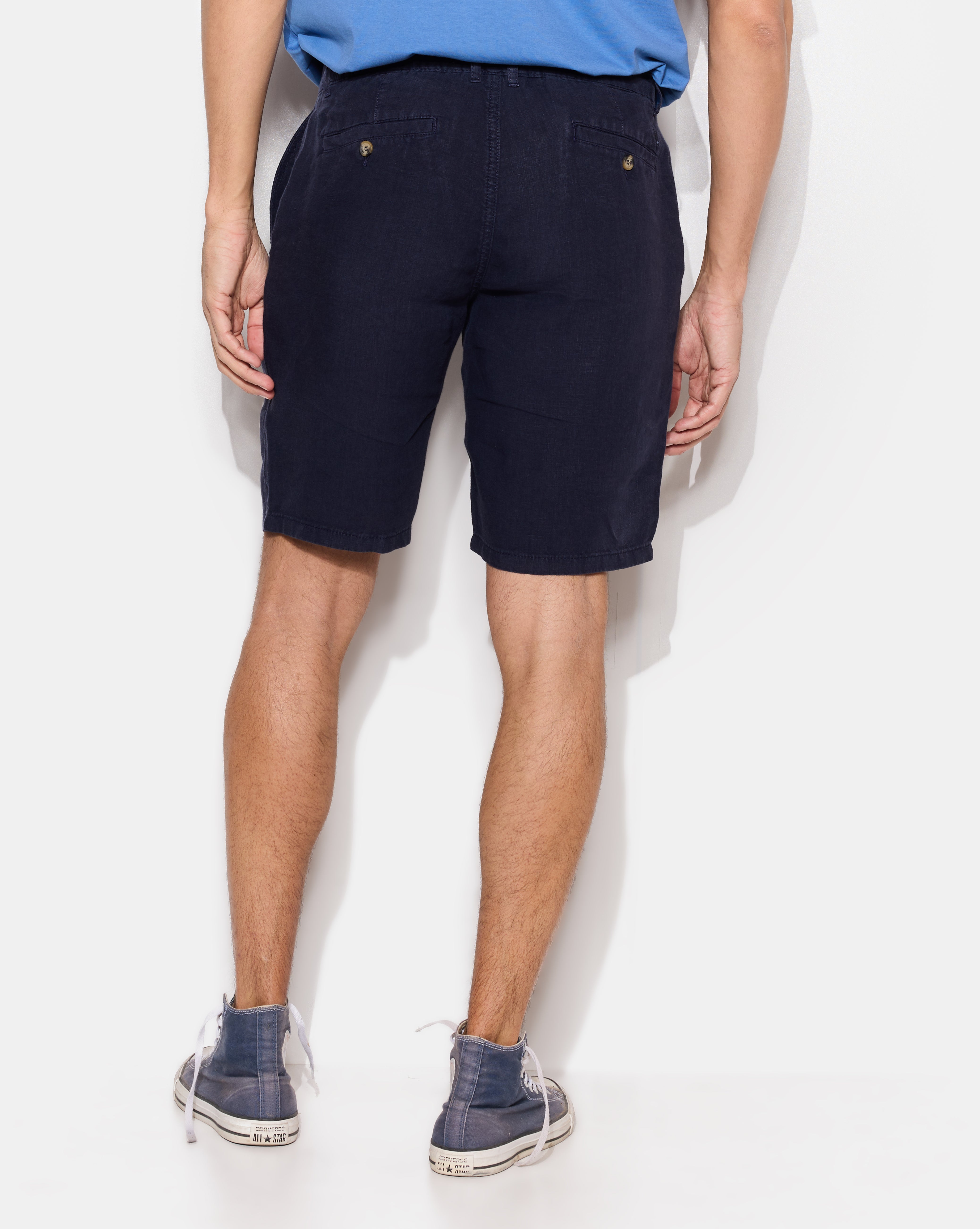 MARINEBLAUES LEINEN-SHORTS