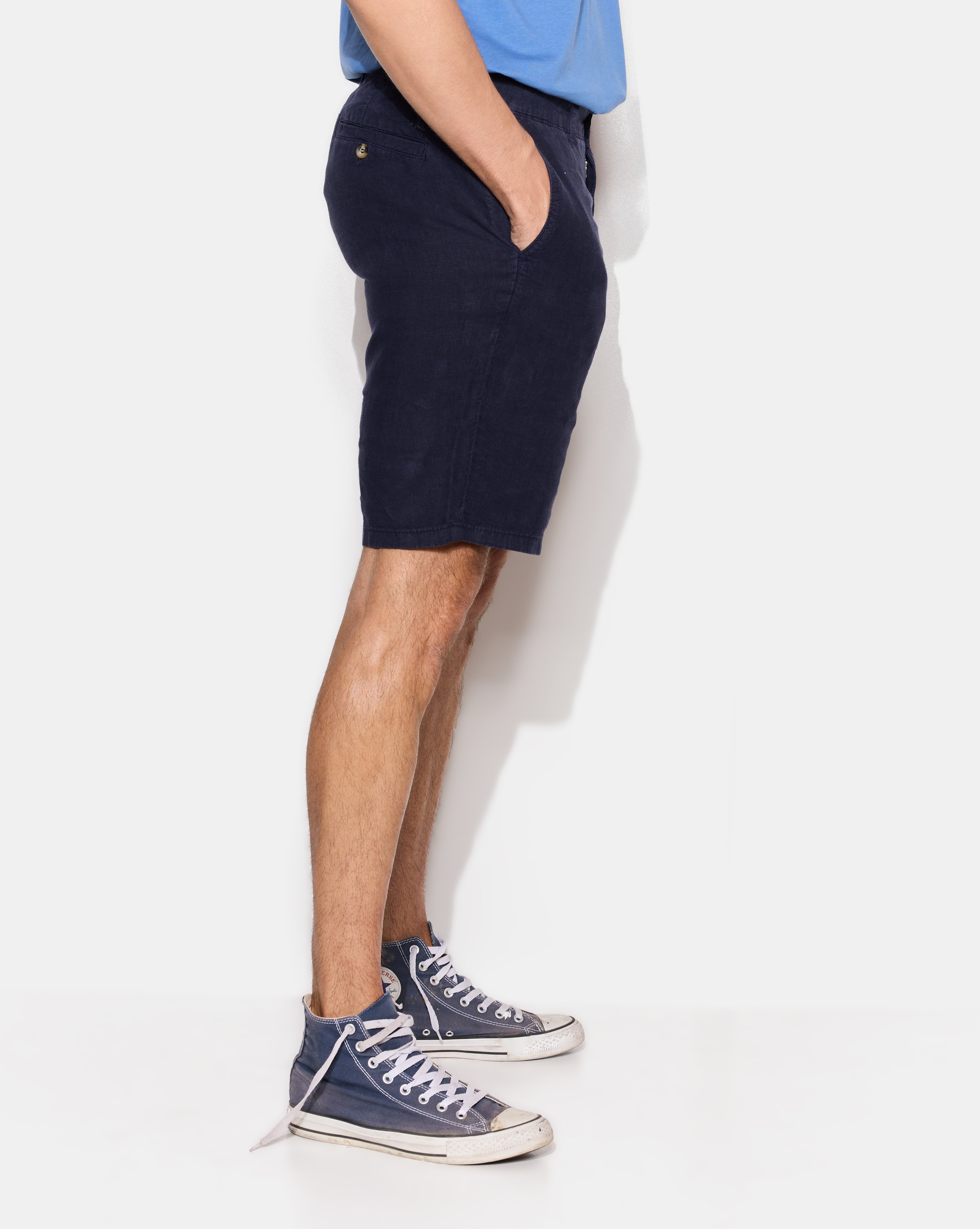 MARINEBLAUES LEINEN-SHORTS