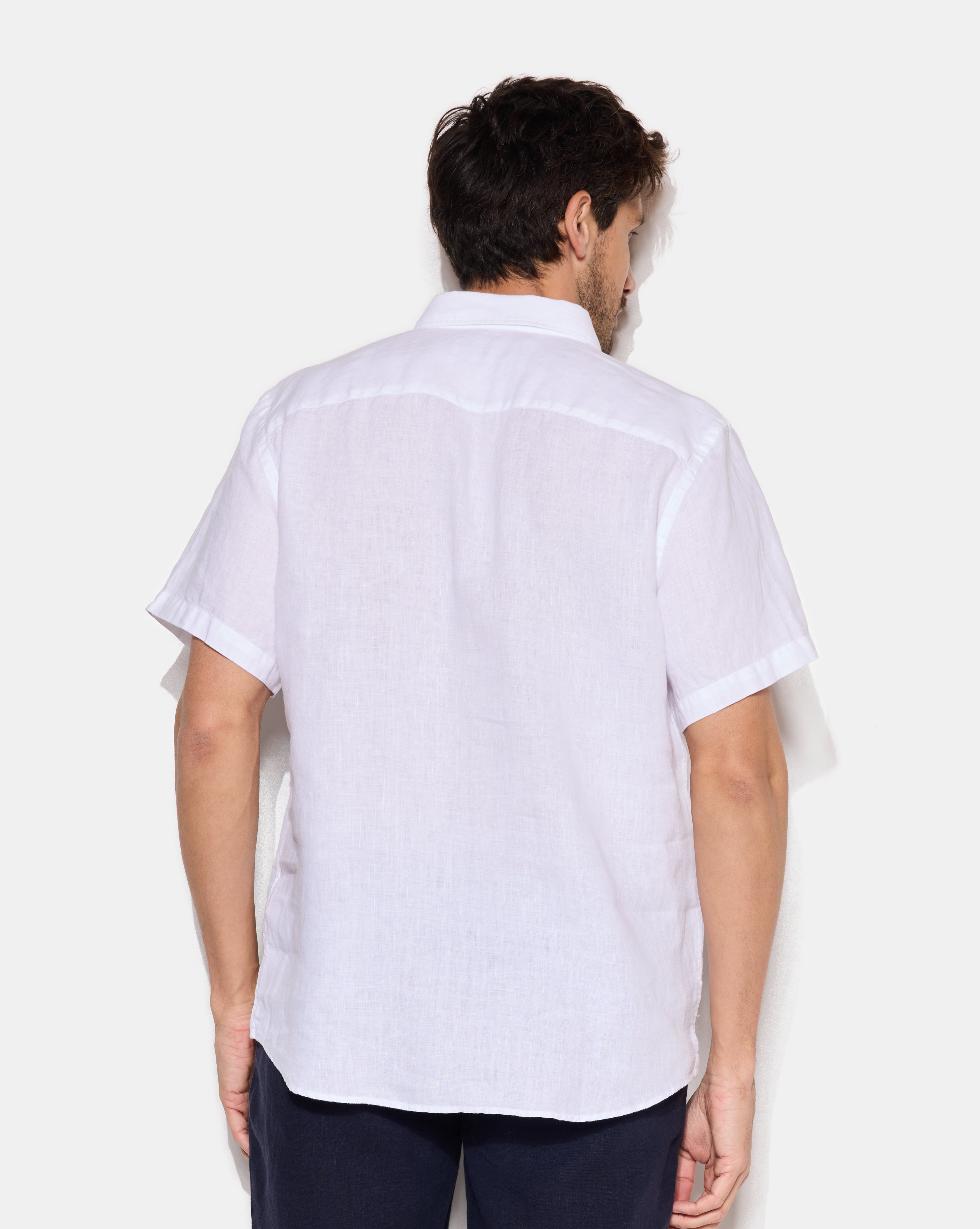 LEINENHEMD KR.ARM WEISS