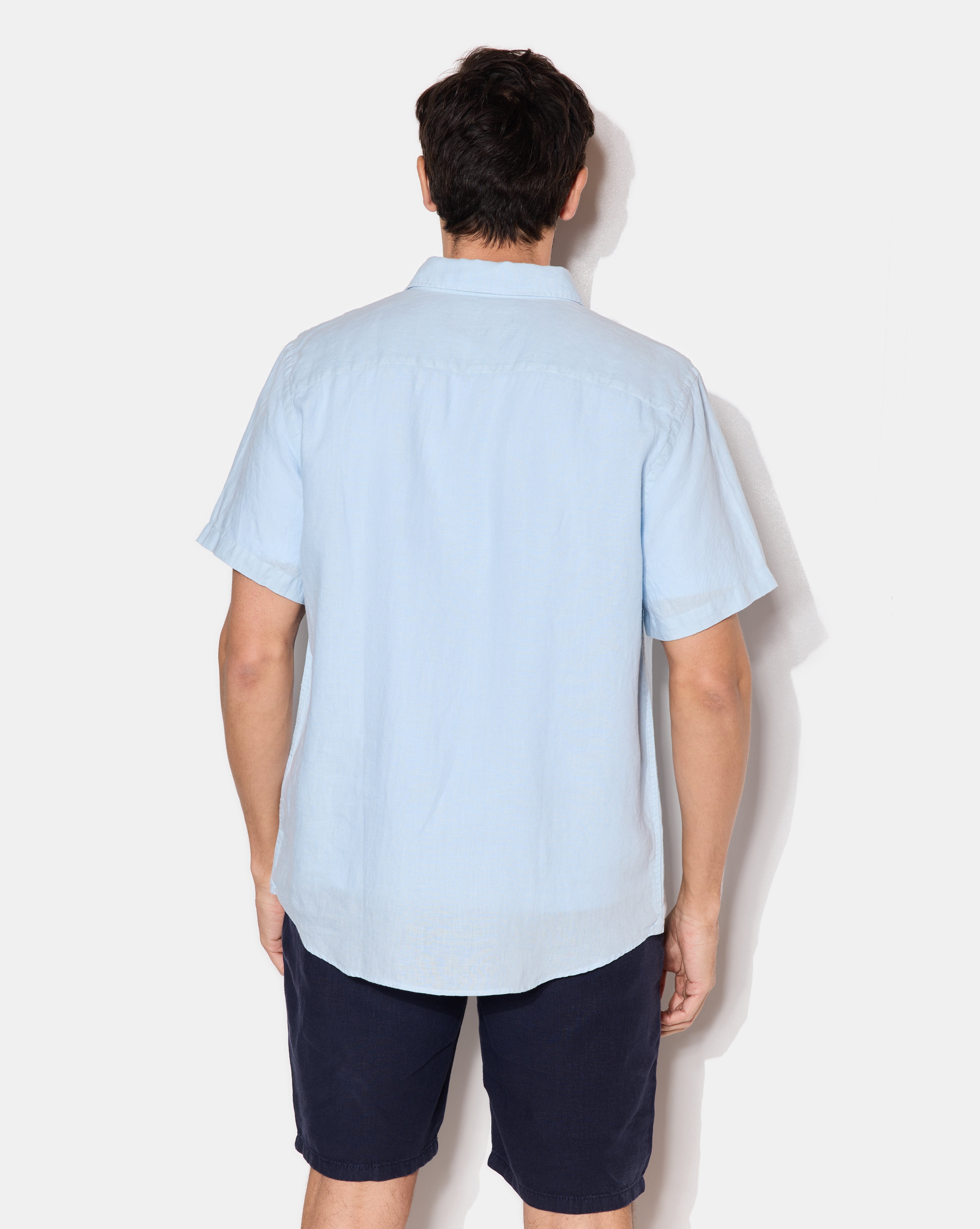 CHEMISE LINO MC BLEU CIEL