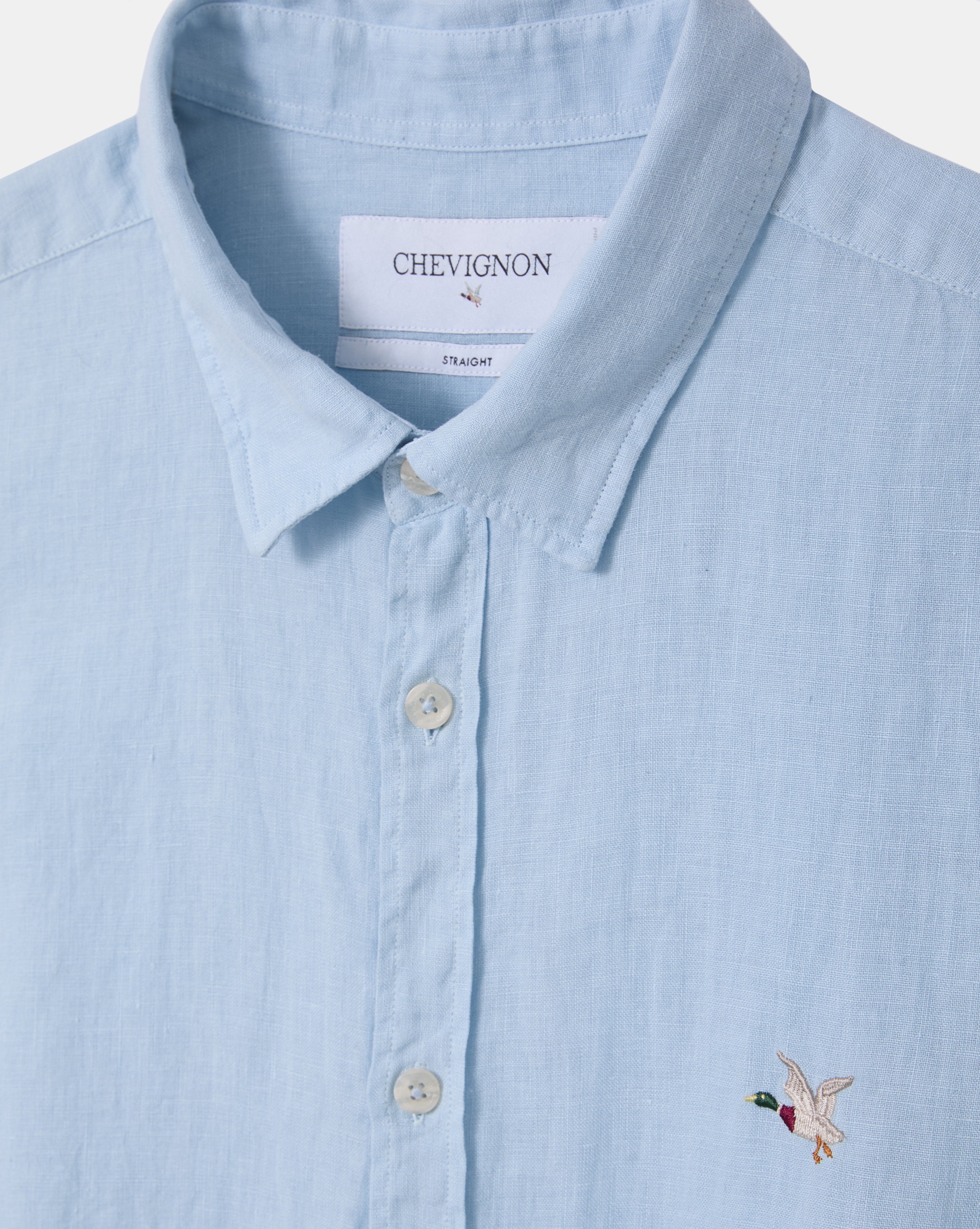 CHEMISE LINO MC BLEU CIEL
