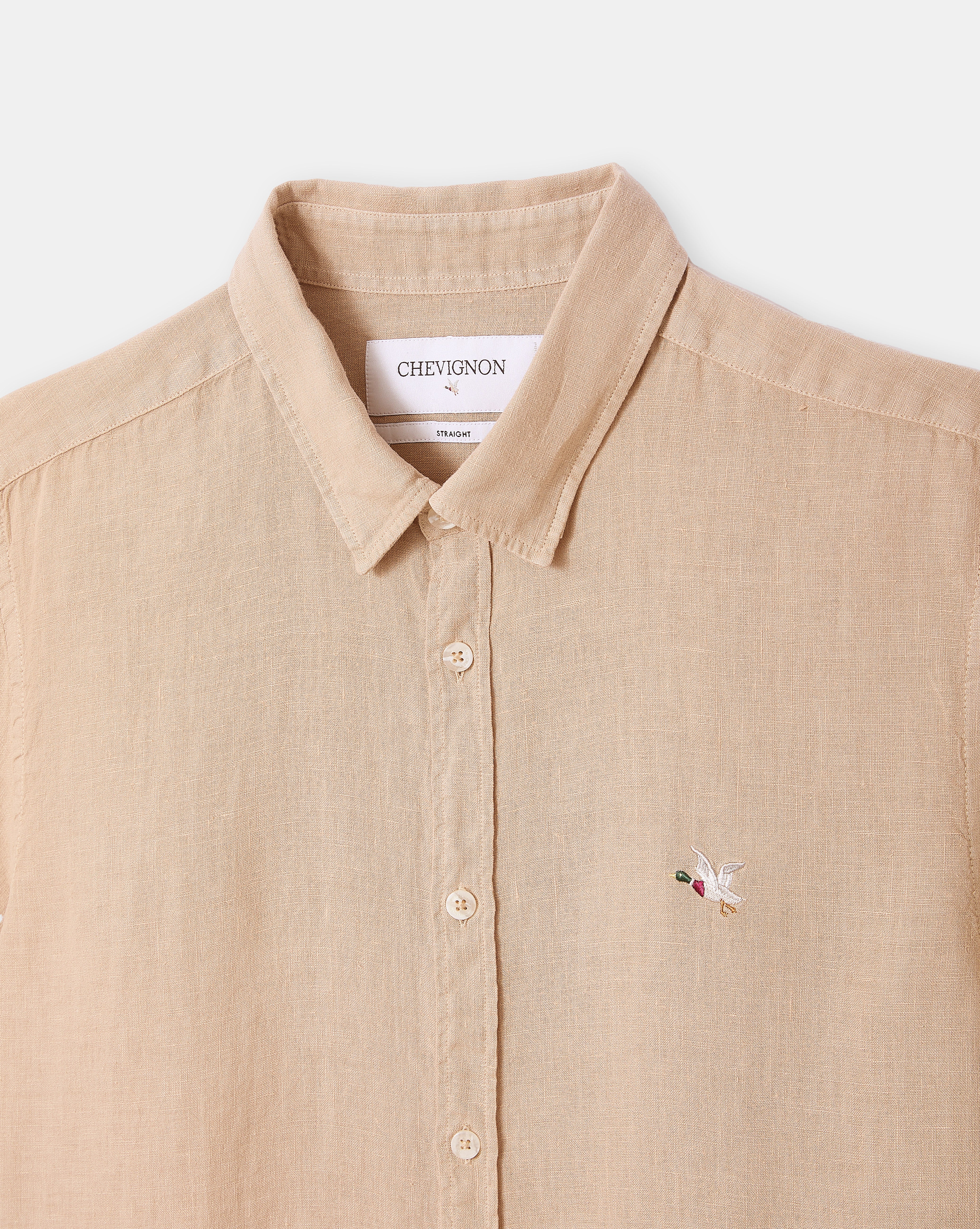 LEINENHEMD KR. BEIGE