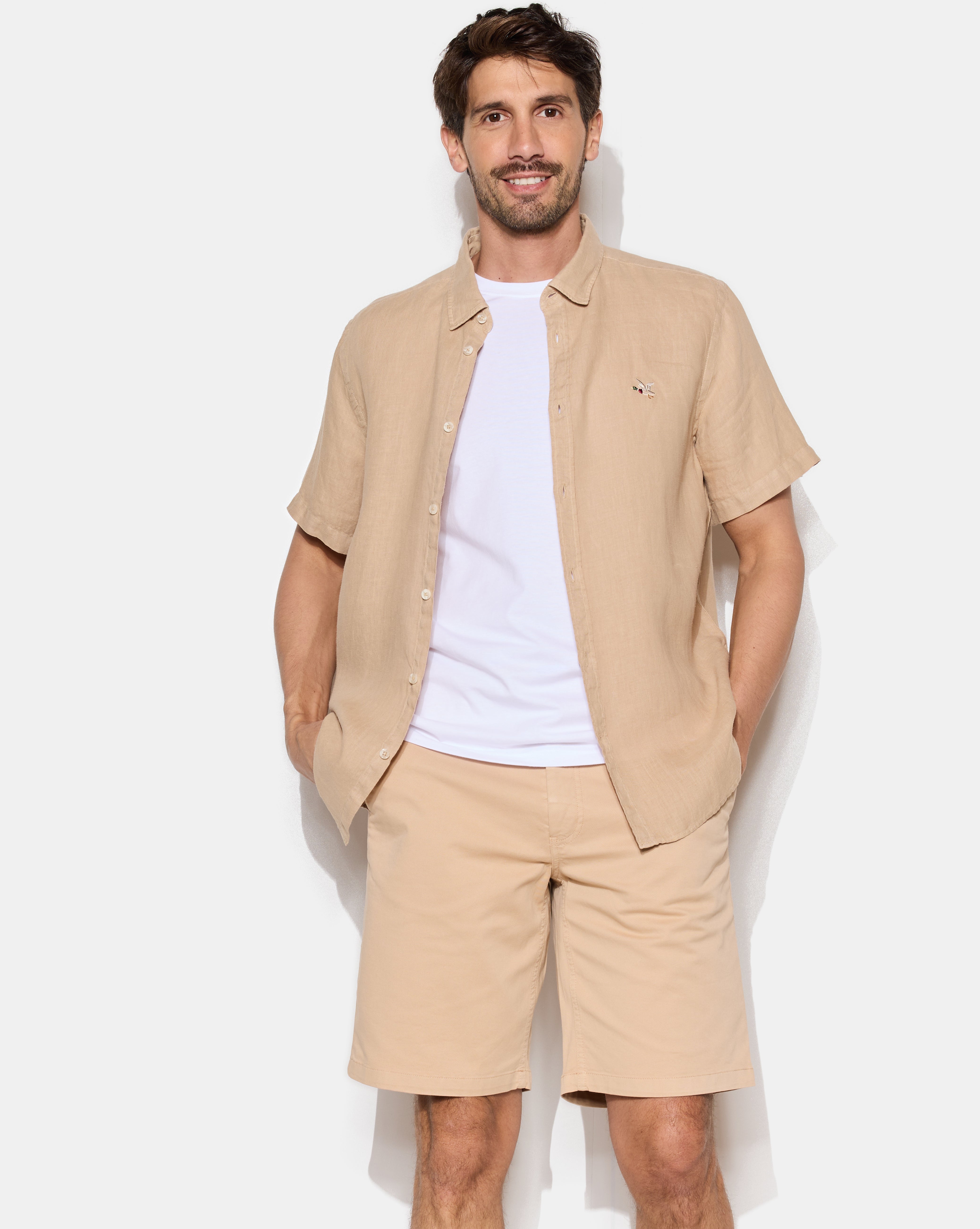 CHEMISE LINO MC BEIGE