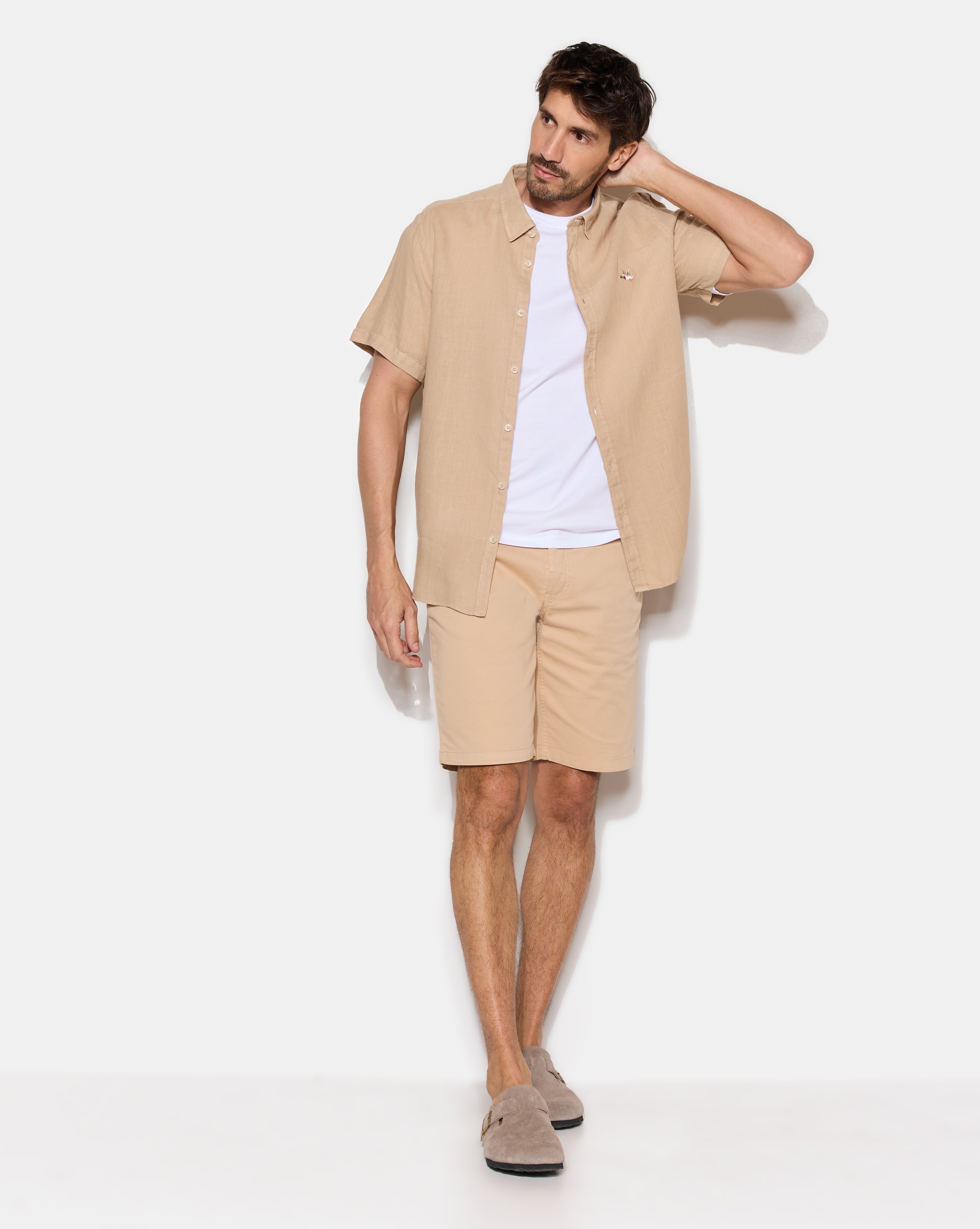 LEINENHEMD KR. BEIGE