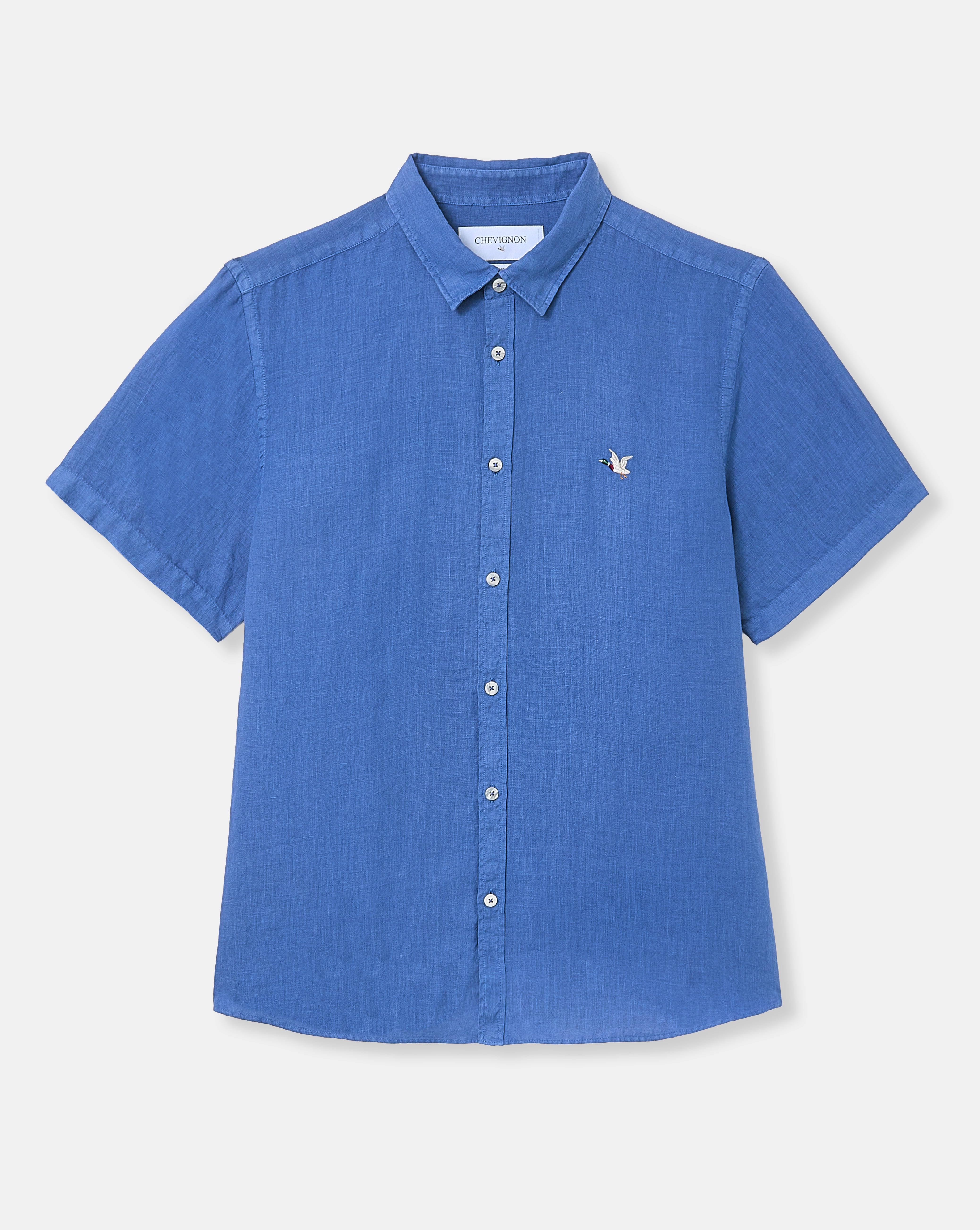 LEINENHEMD KR BLAU