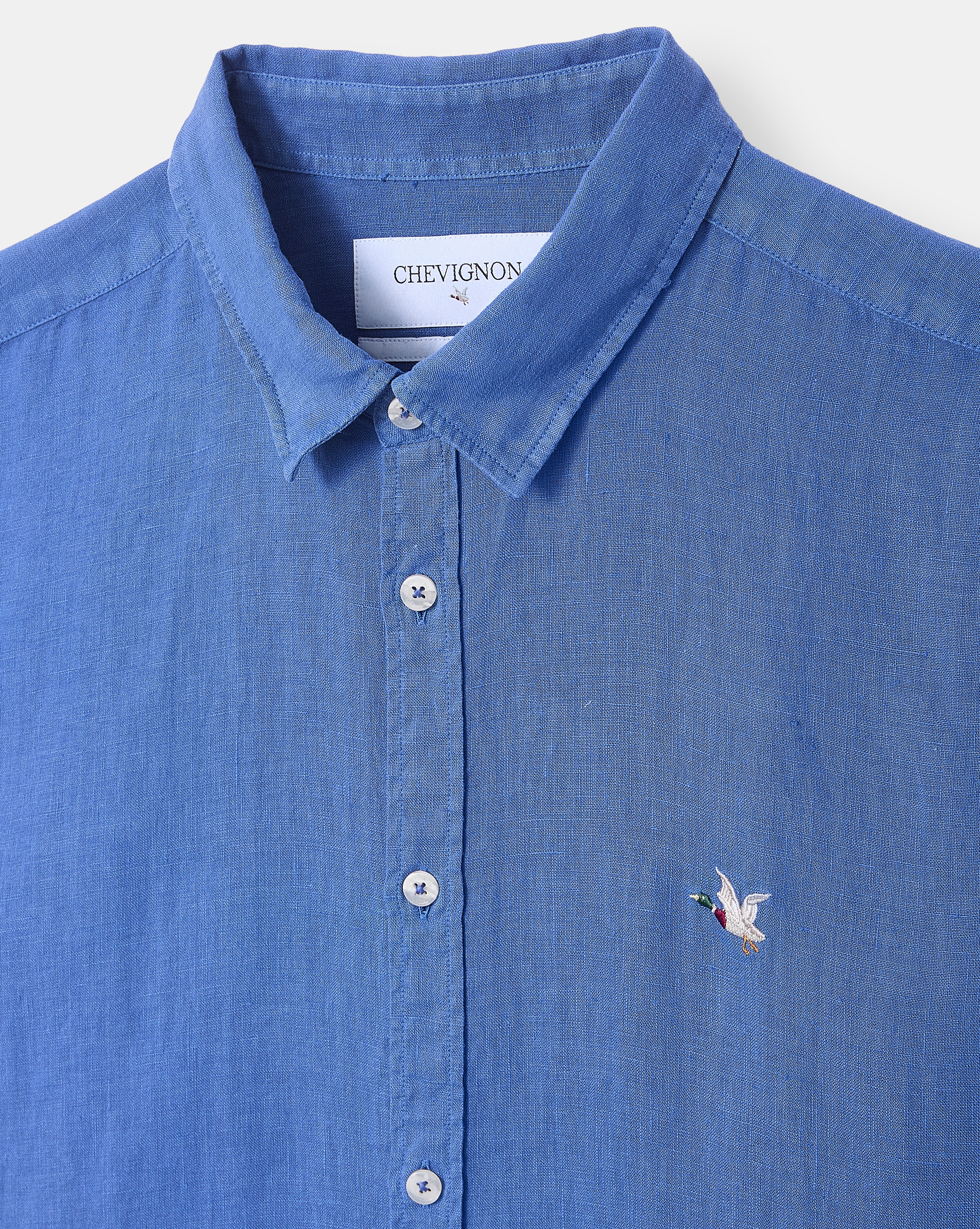 LEINENHEMD KR BLAU