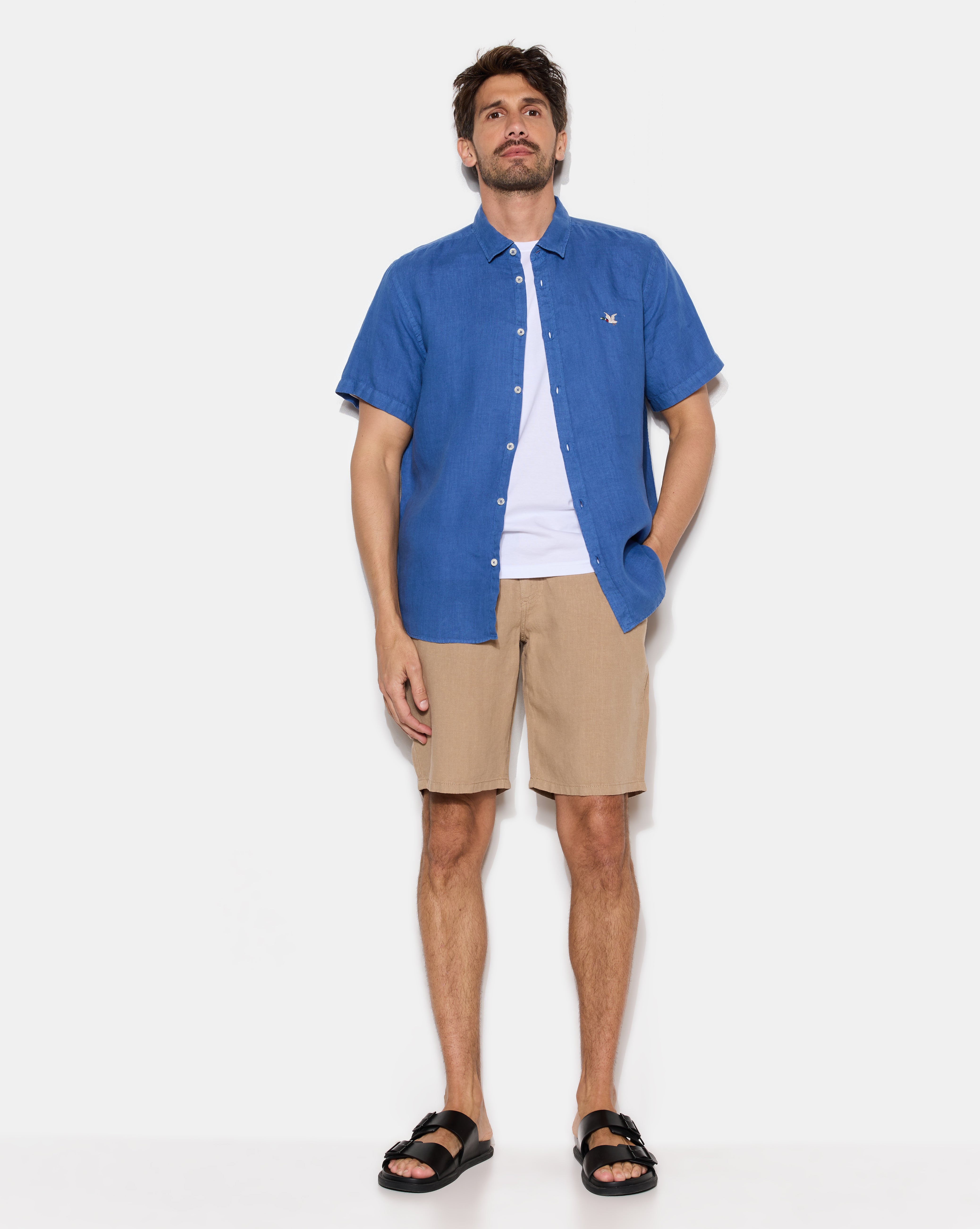 LEINENHEMD KR BLAU