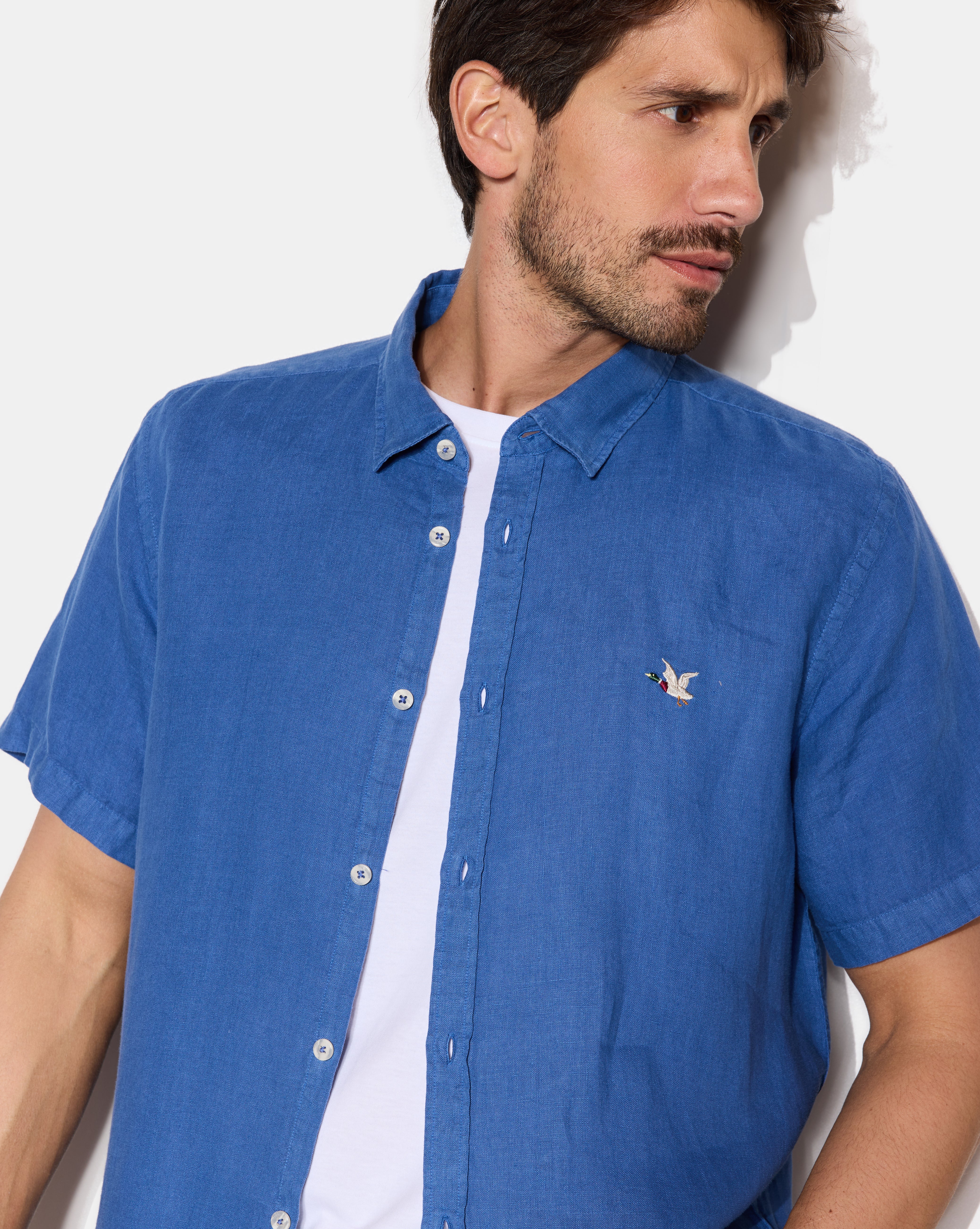 LEINENHEMD KR BLAU