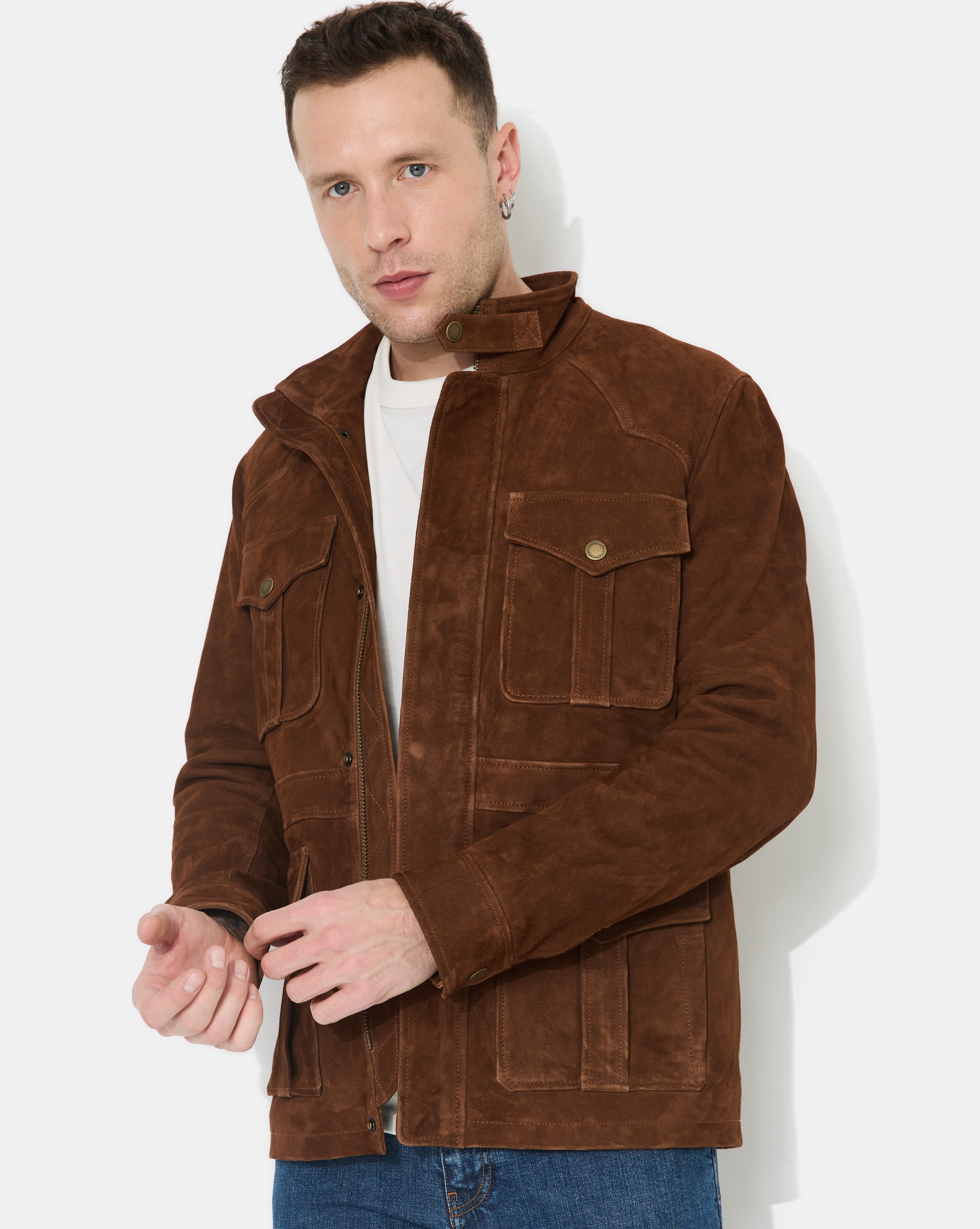VESTE EN CUIR DAGGER MARRON