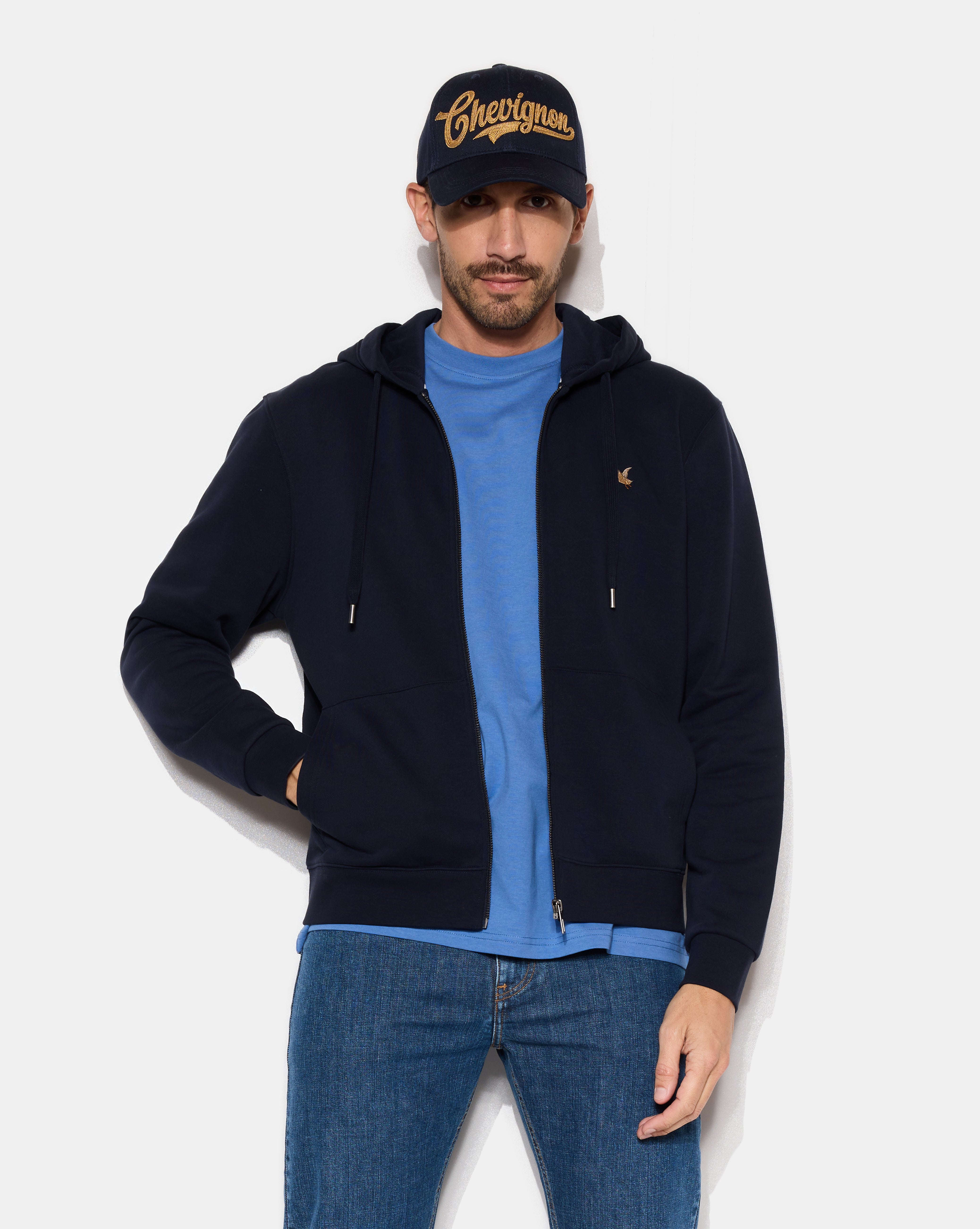 KAPUZEN-SWEATSHIRT CITY MIT REISSVERSCHLUSS NAVYBLAU
