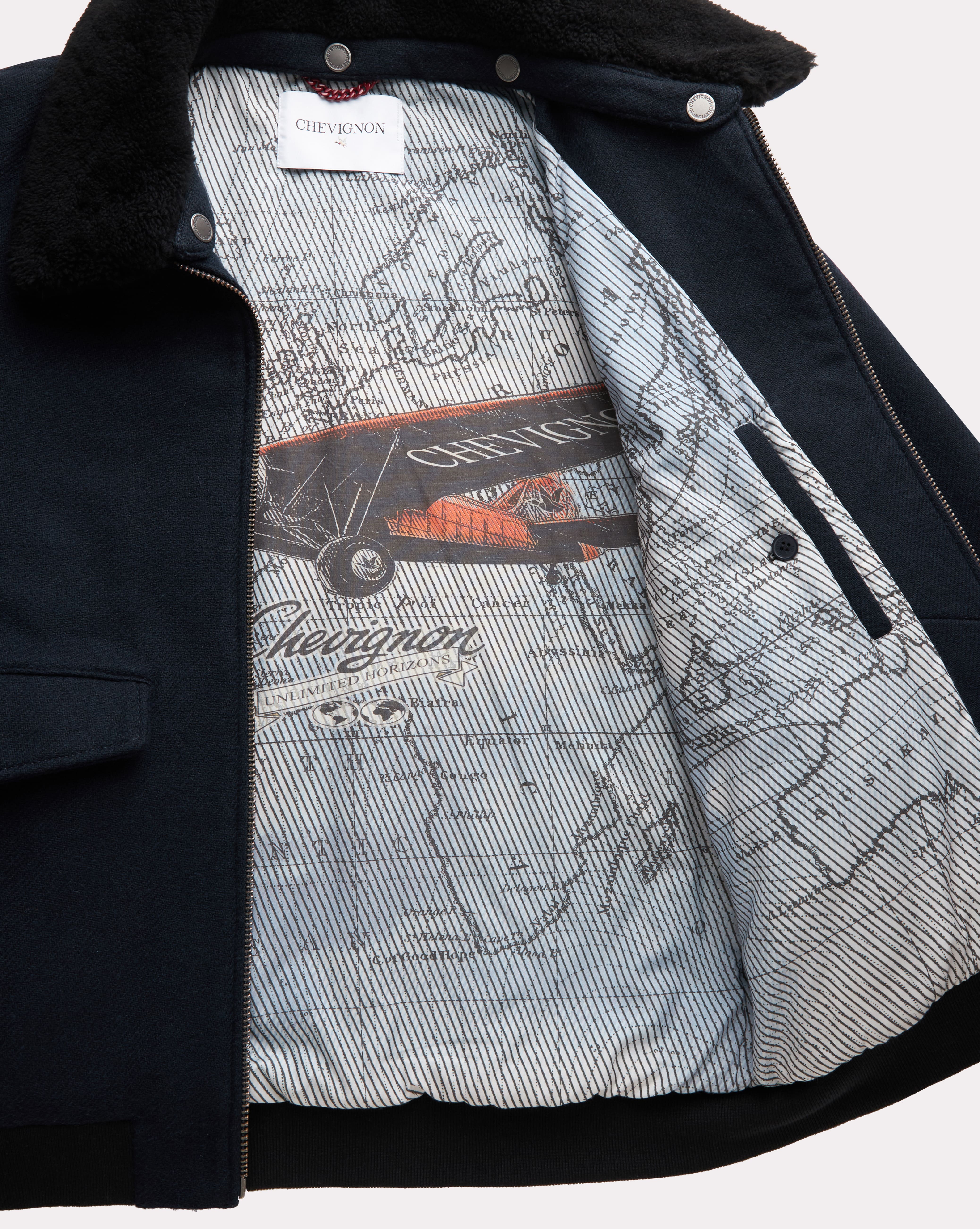 NAVY BLUE WOOL PILOT JACKET