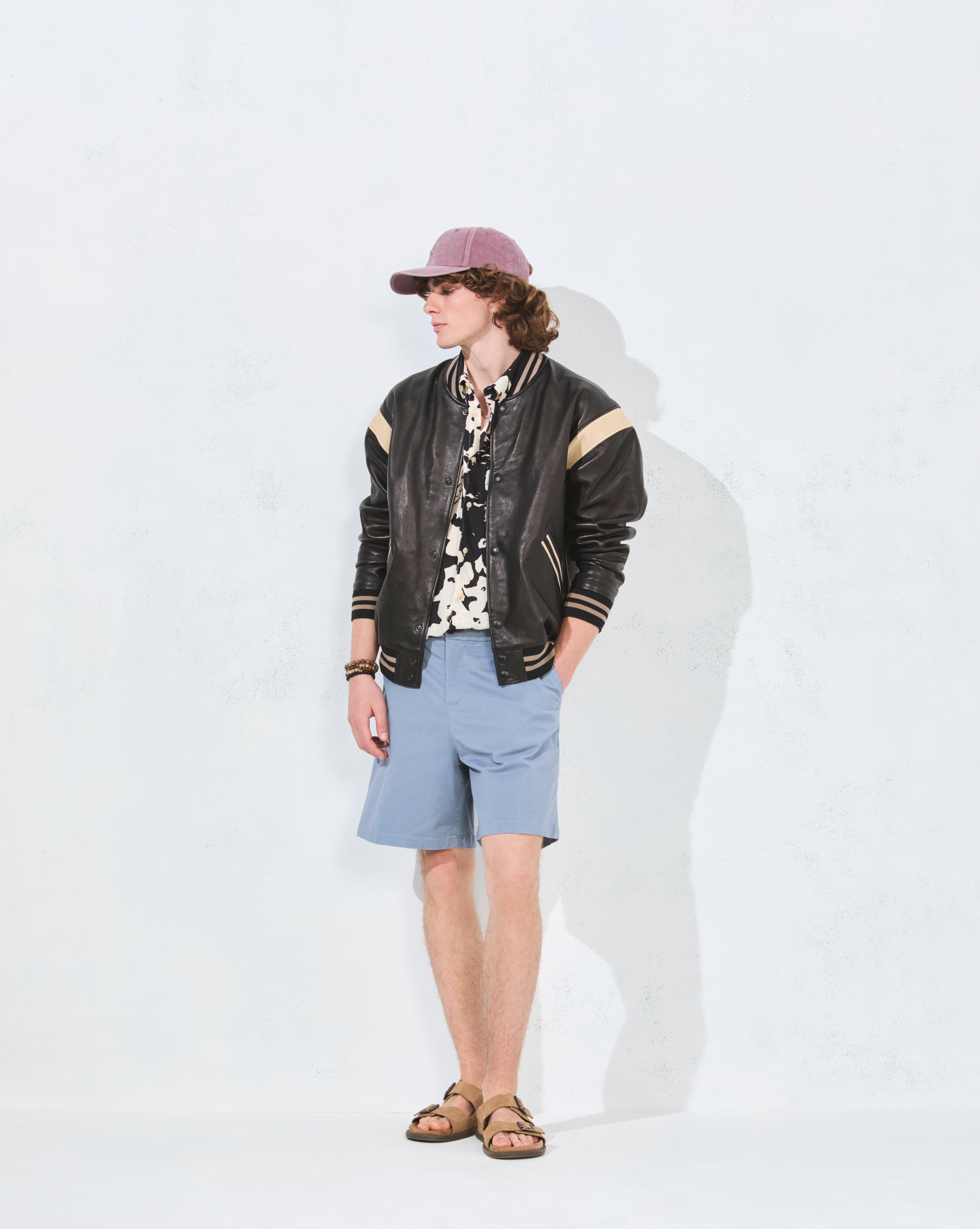 TEDDY VARSITY EN CUIR NOIR