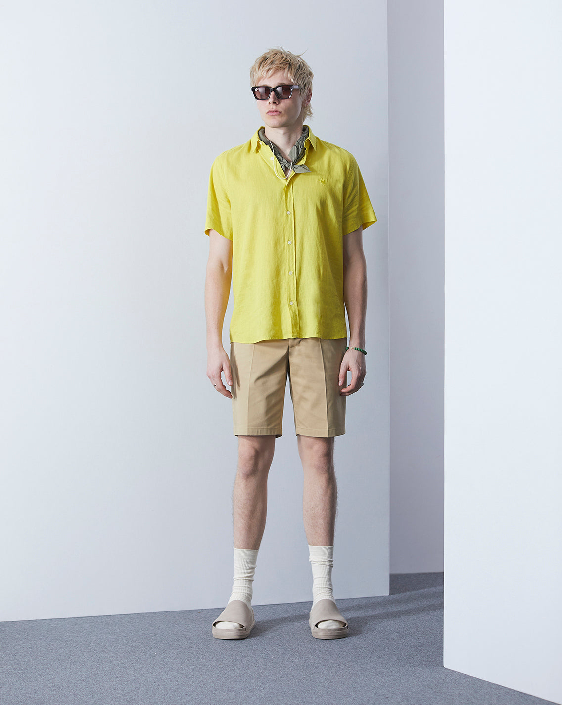 SHORT TOGS YELLOW LINEN SHIRT