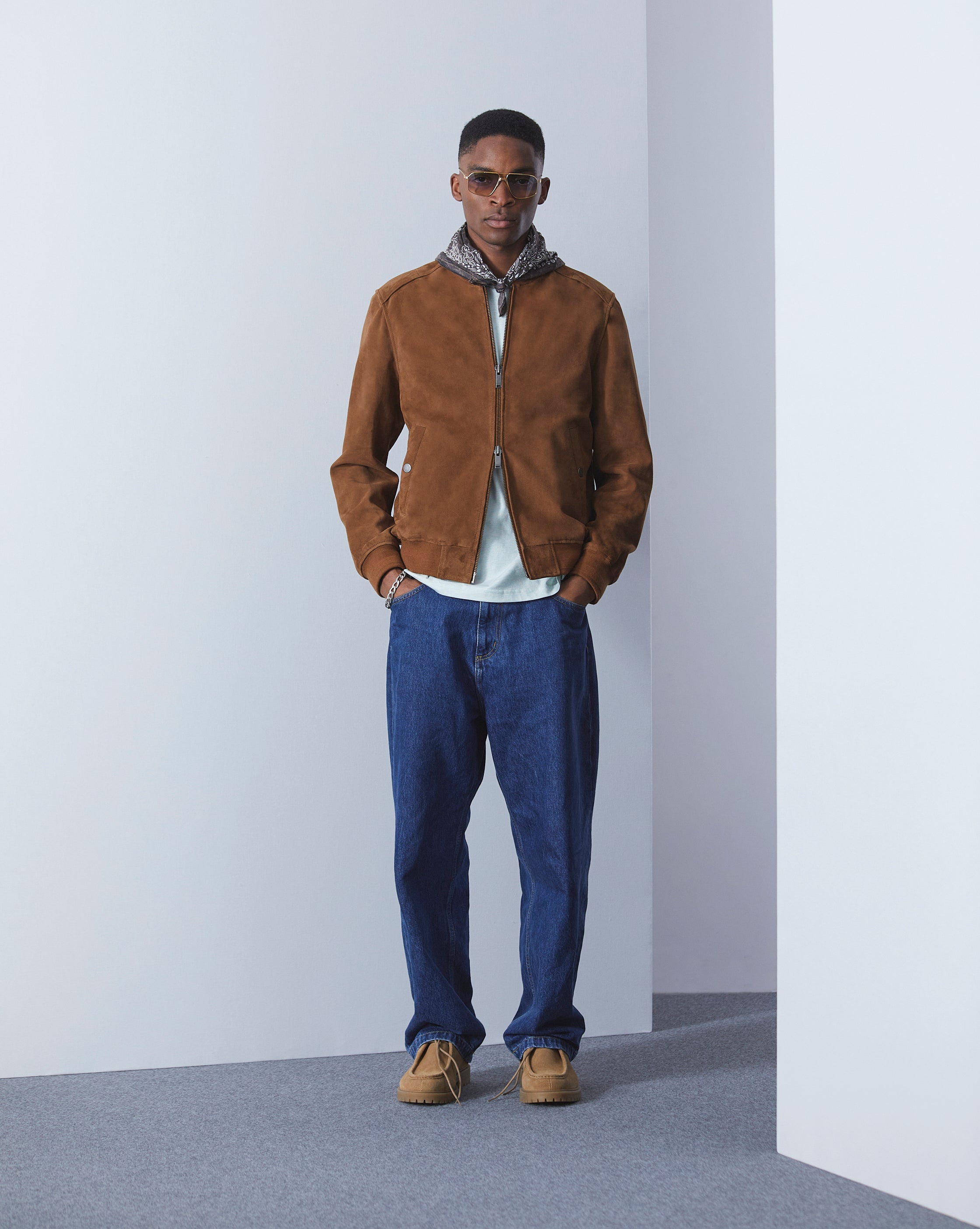 BLOUSON TEDDY SUEDE MARRON