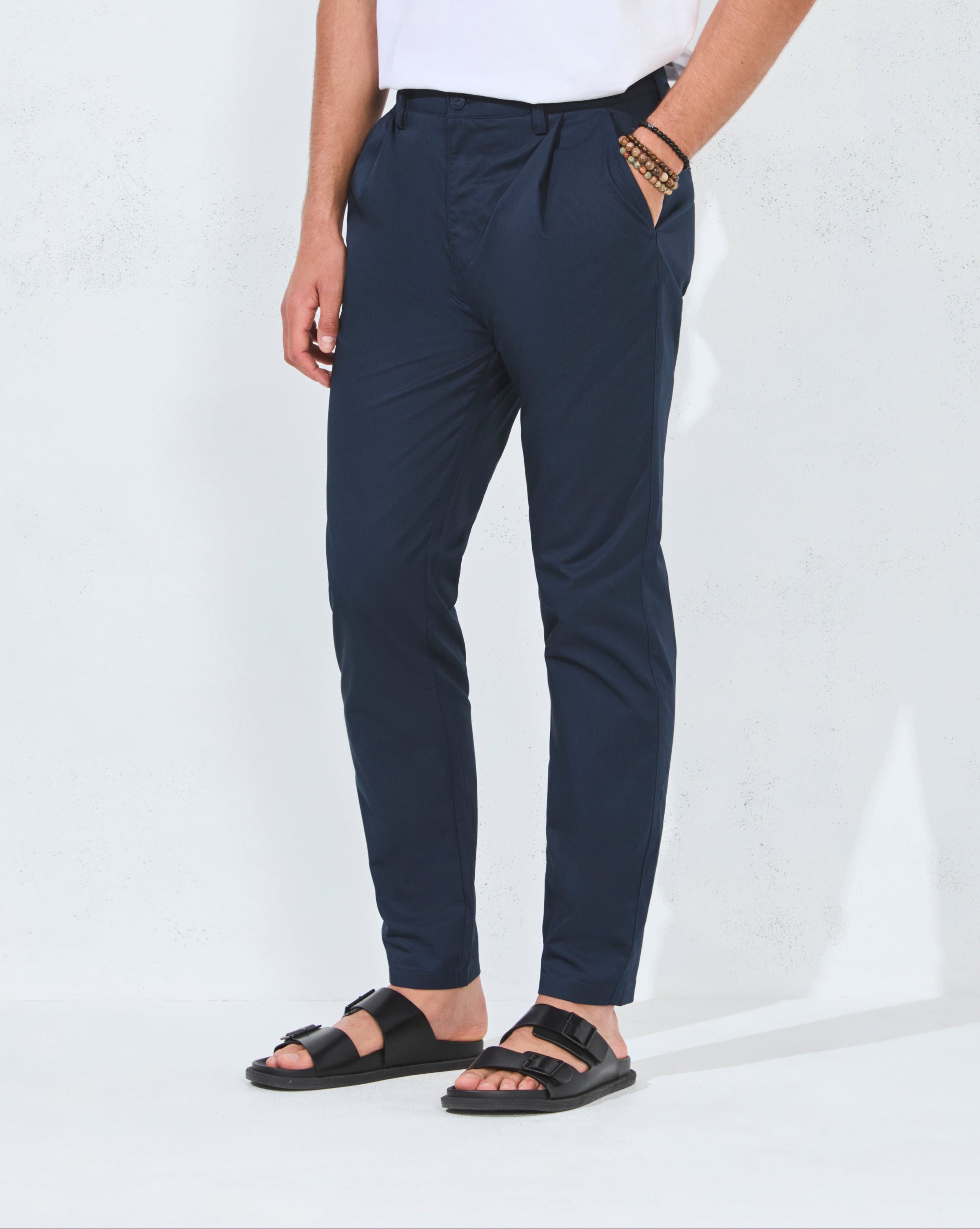 DUCK FOLD IVANA NAVY BLUE TROUSERS