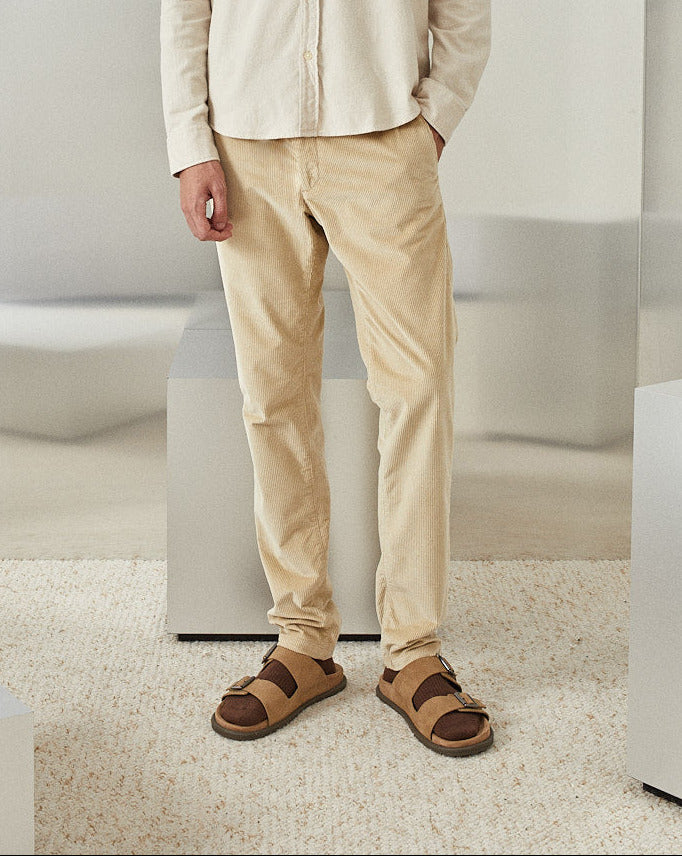DUCK BEIGE VELVET CHINO TROUSERS