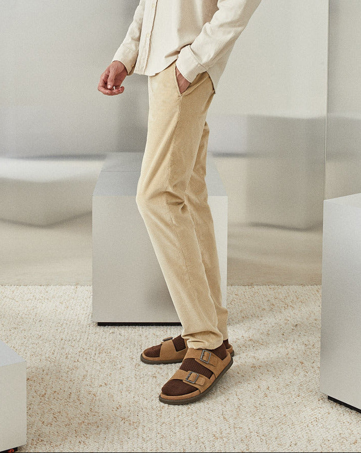 DUCK BEIGE VELVET CHINO TROUSERS